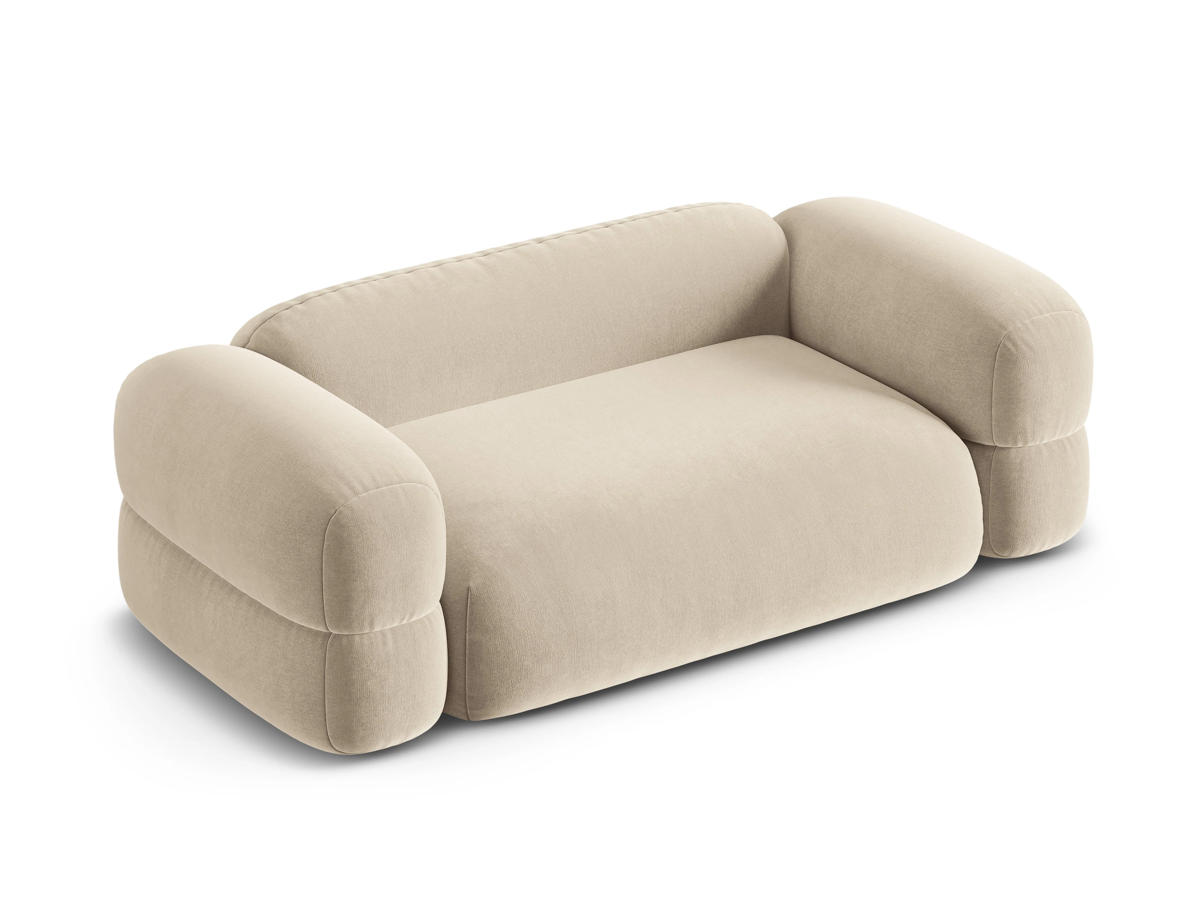 Sofa aksamitna 3-osobowa ROGER jasnobeżowy - Image 4