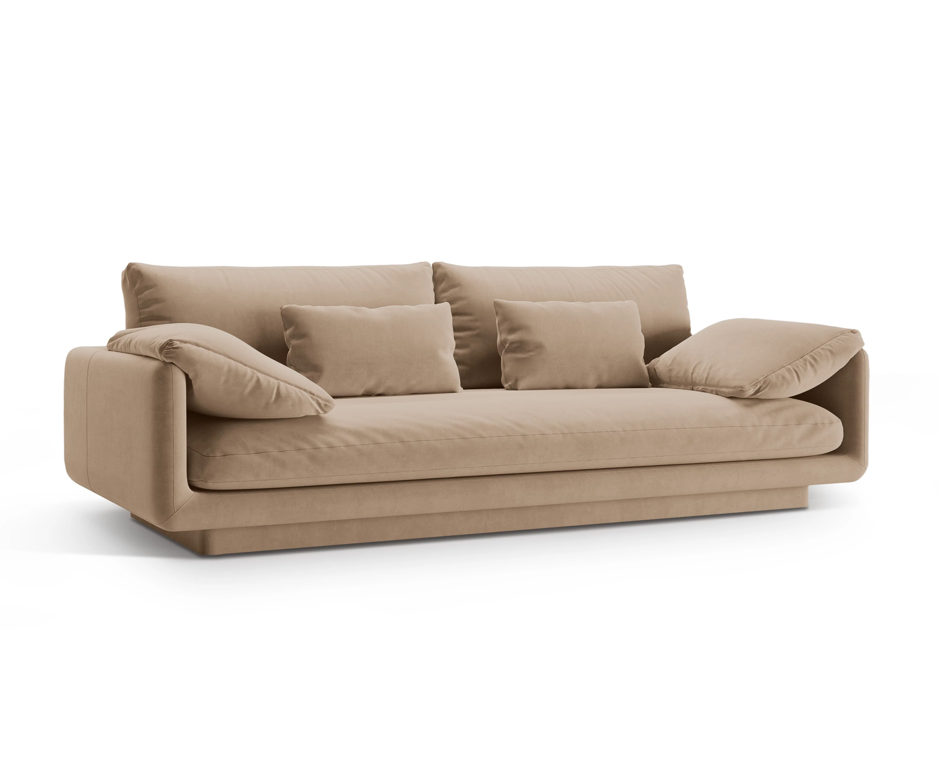 Sofa aksamitna 3-osobowa TORINO piaskowy - Poekspozycyjna