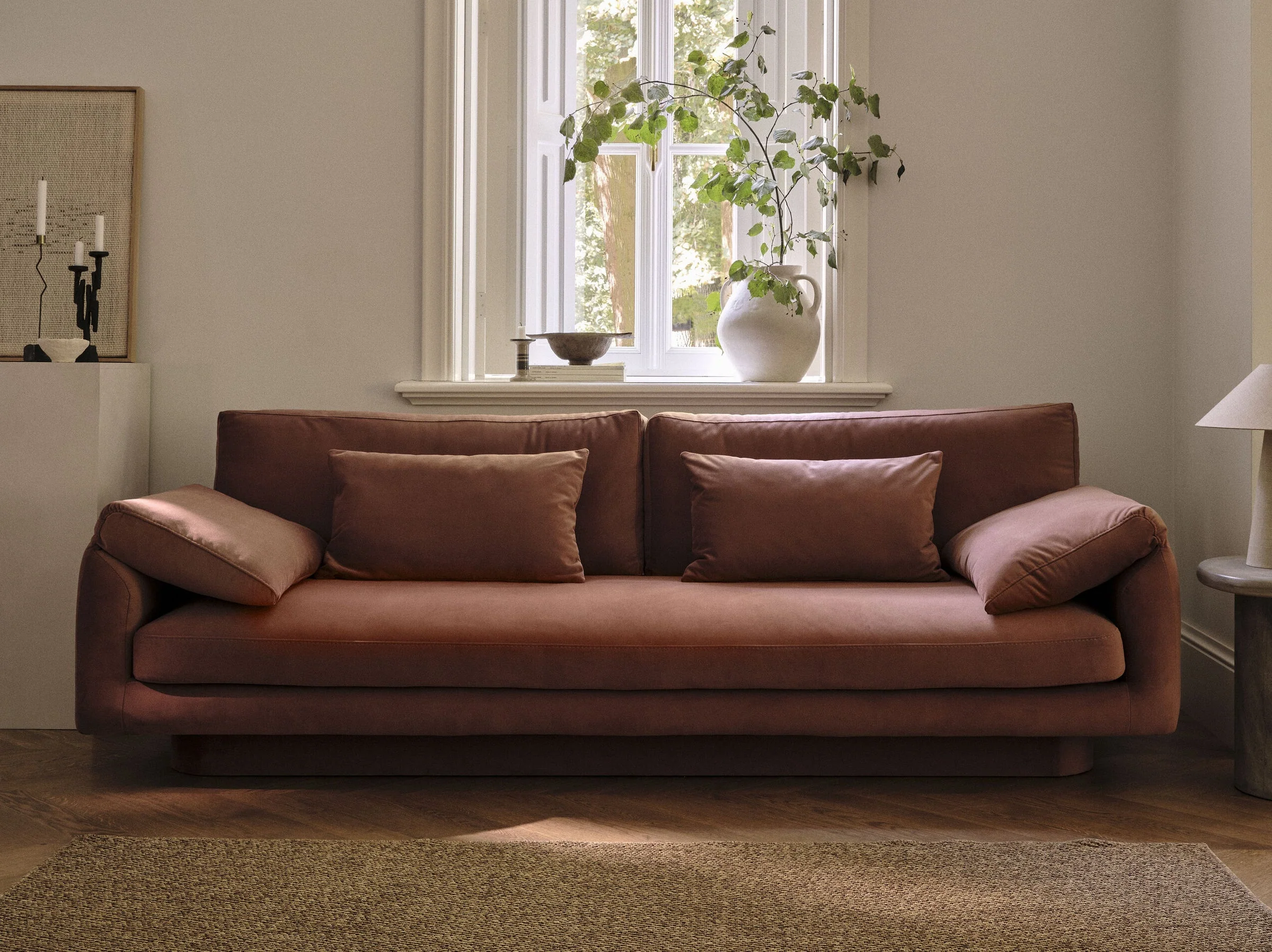 Sofa aksamitna 3-osobowa TORINO piaskowy - Poekspozycyjna - Image 2