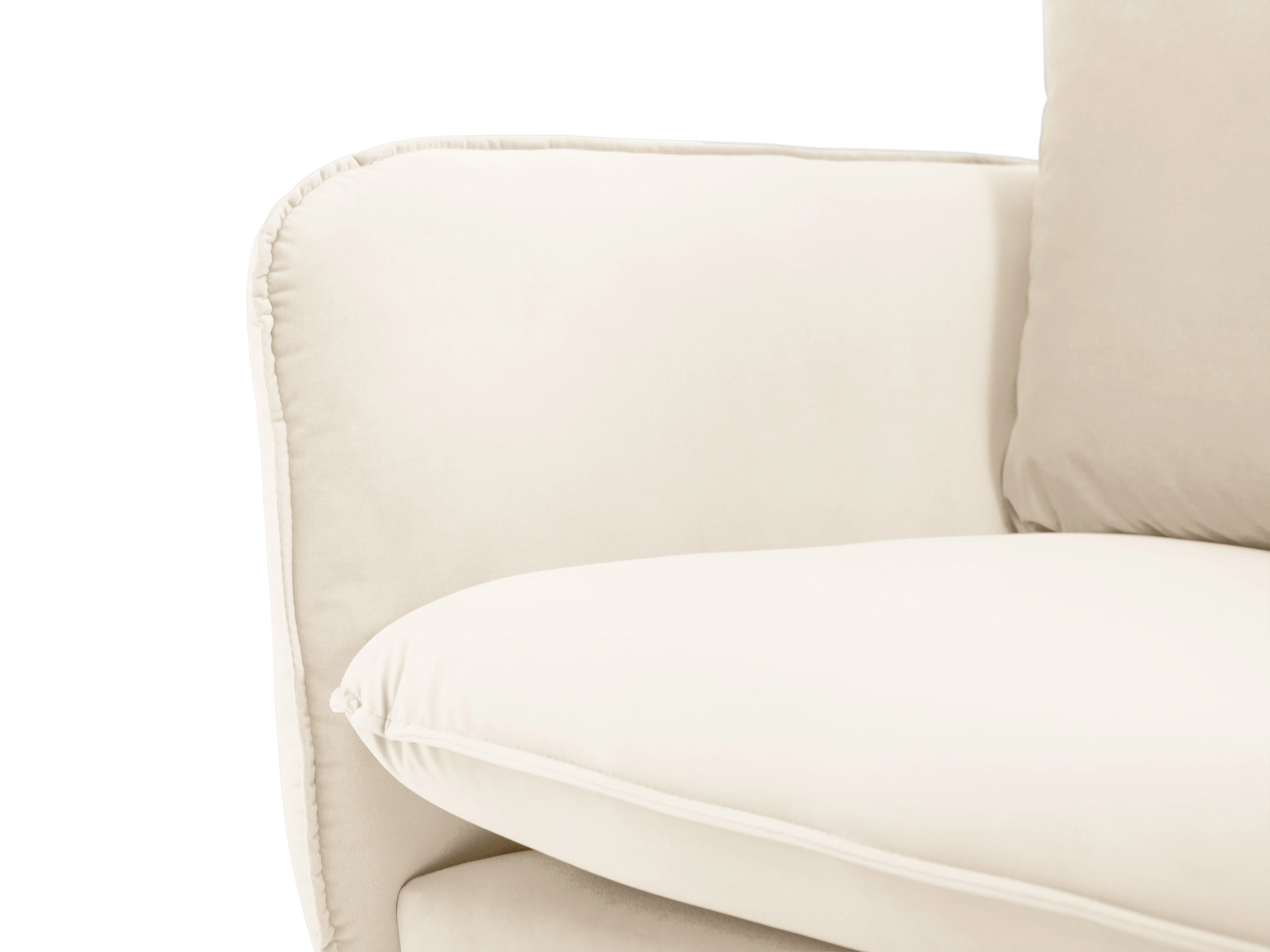 Sofa aksamitna 3-osobowa VIENNA beżowy ze złotą podstawą - Image 5