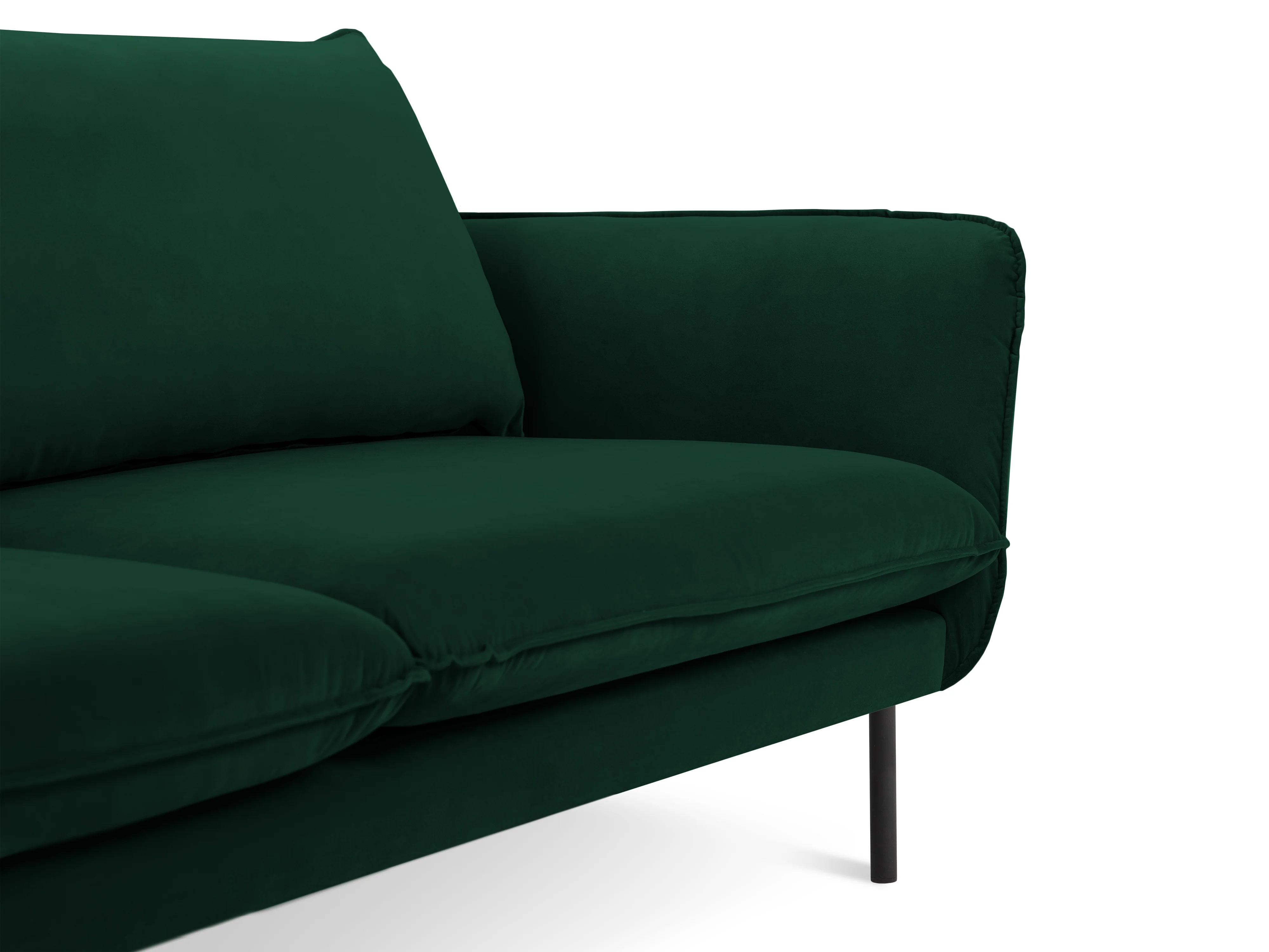 Sofa aksamitna 3-osobowa VIENNA butelkowa zieleń z czarną podstawą - Image 3