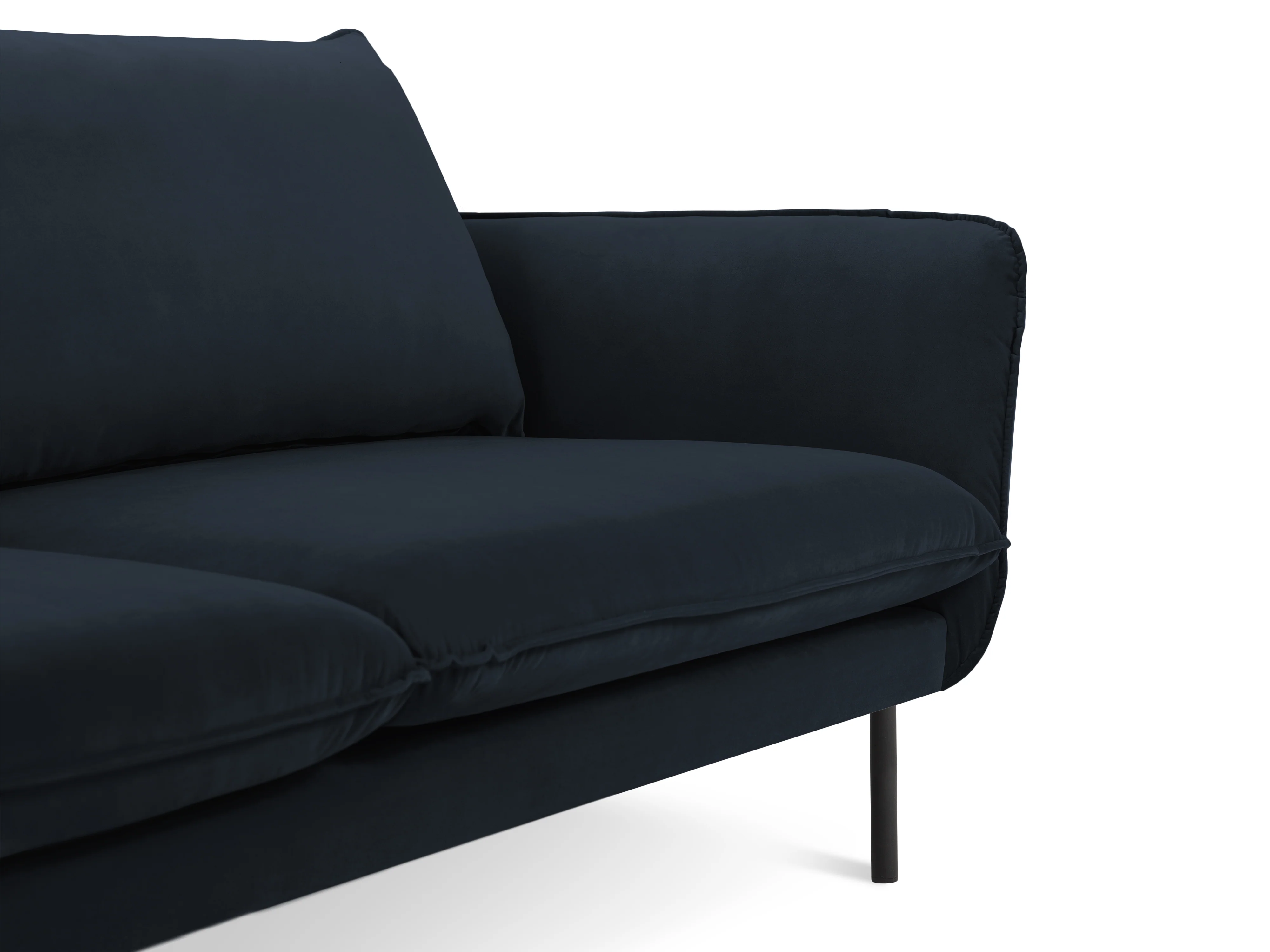 Sofa aksamitna 3-osobowa VIENNA ciemnoniebieski z czarną podstawą - Image 3