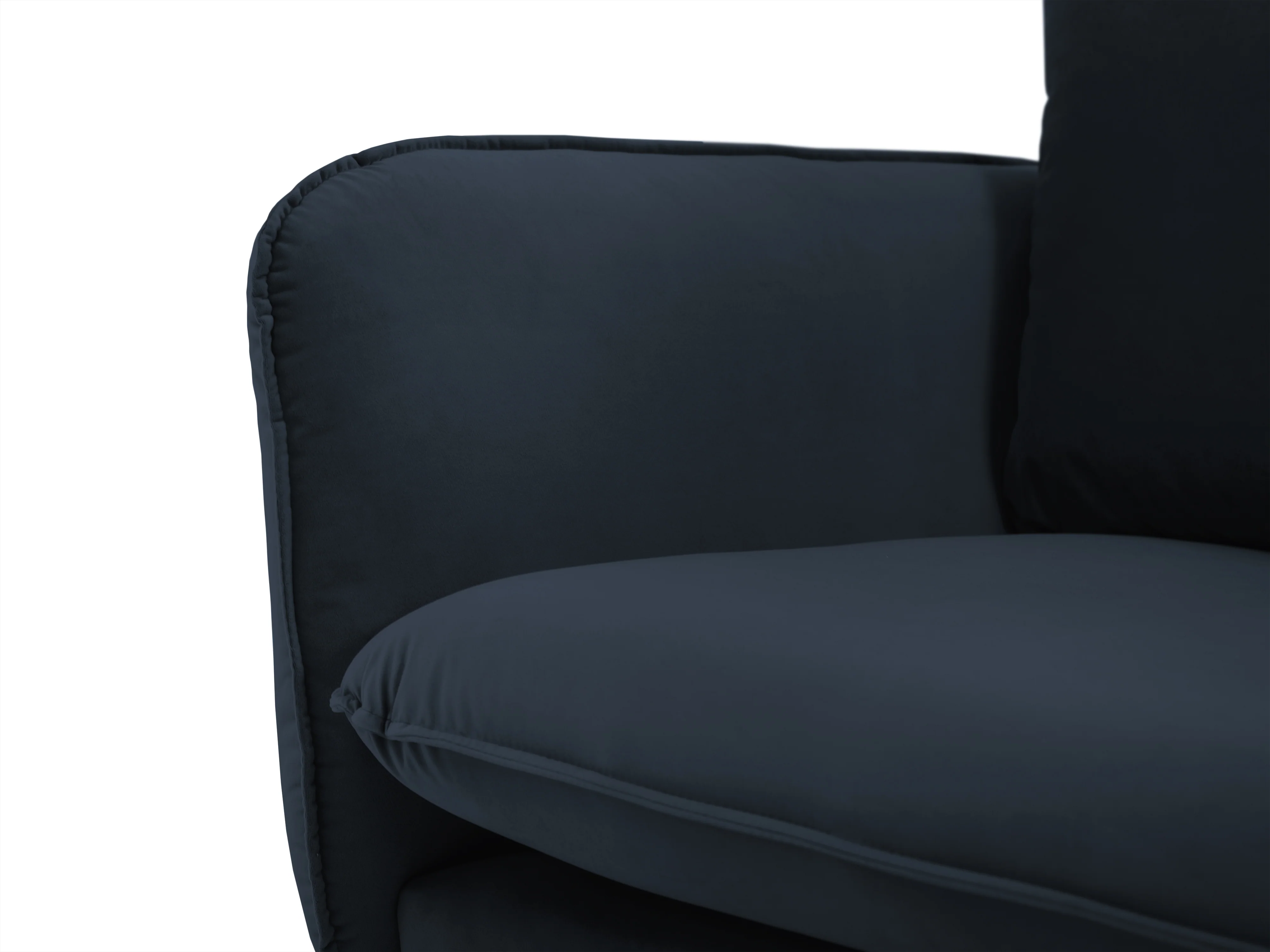 Sofa aksamitna 3-osobowa VIENNA ciemnoniebieski z czarną podstawą - Image 5