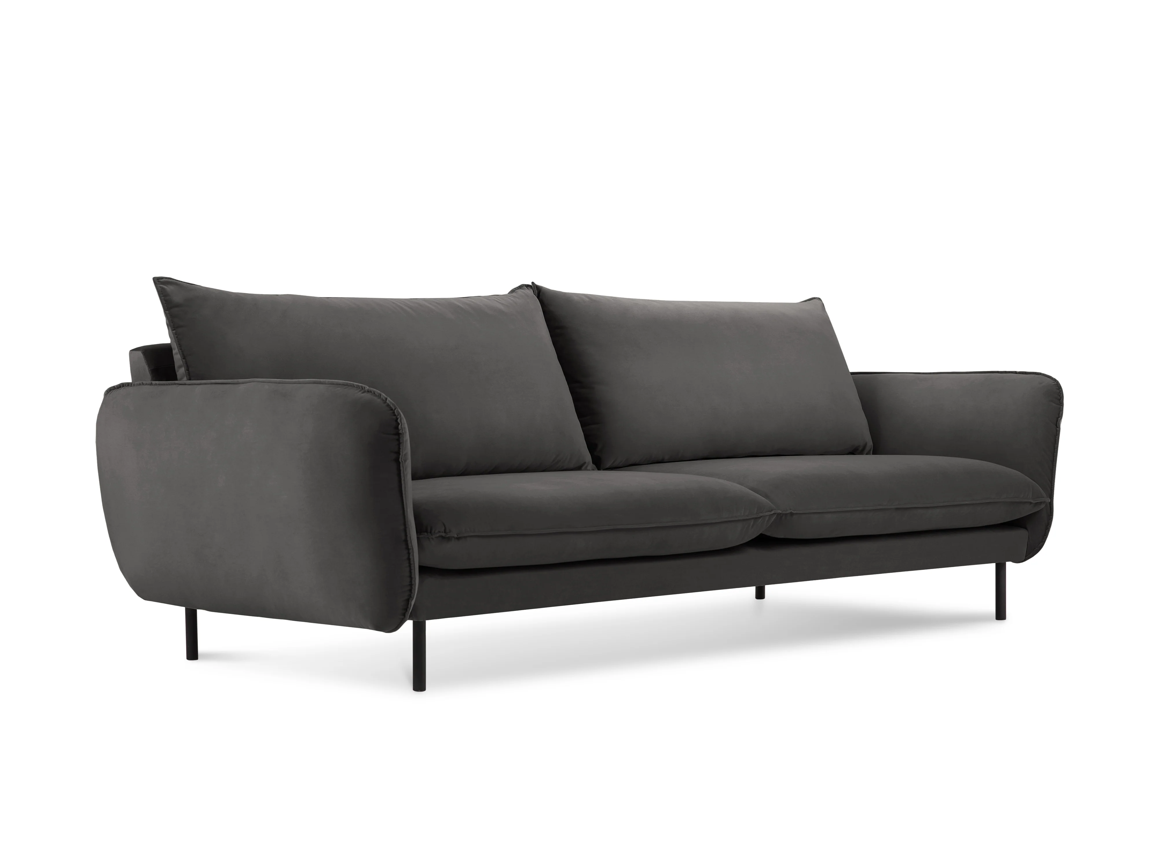 Sofa aksamitna 3-osobowa VIENNA ciemnoszary z czarną podstawą