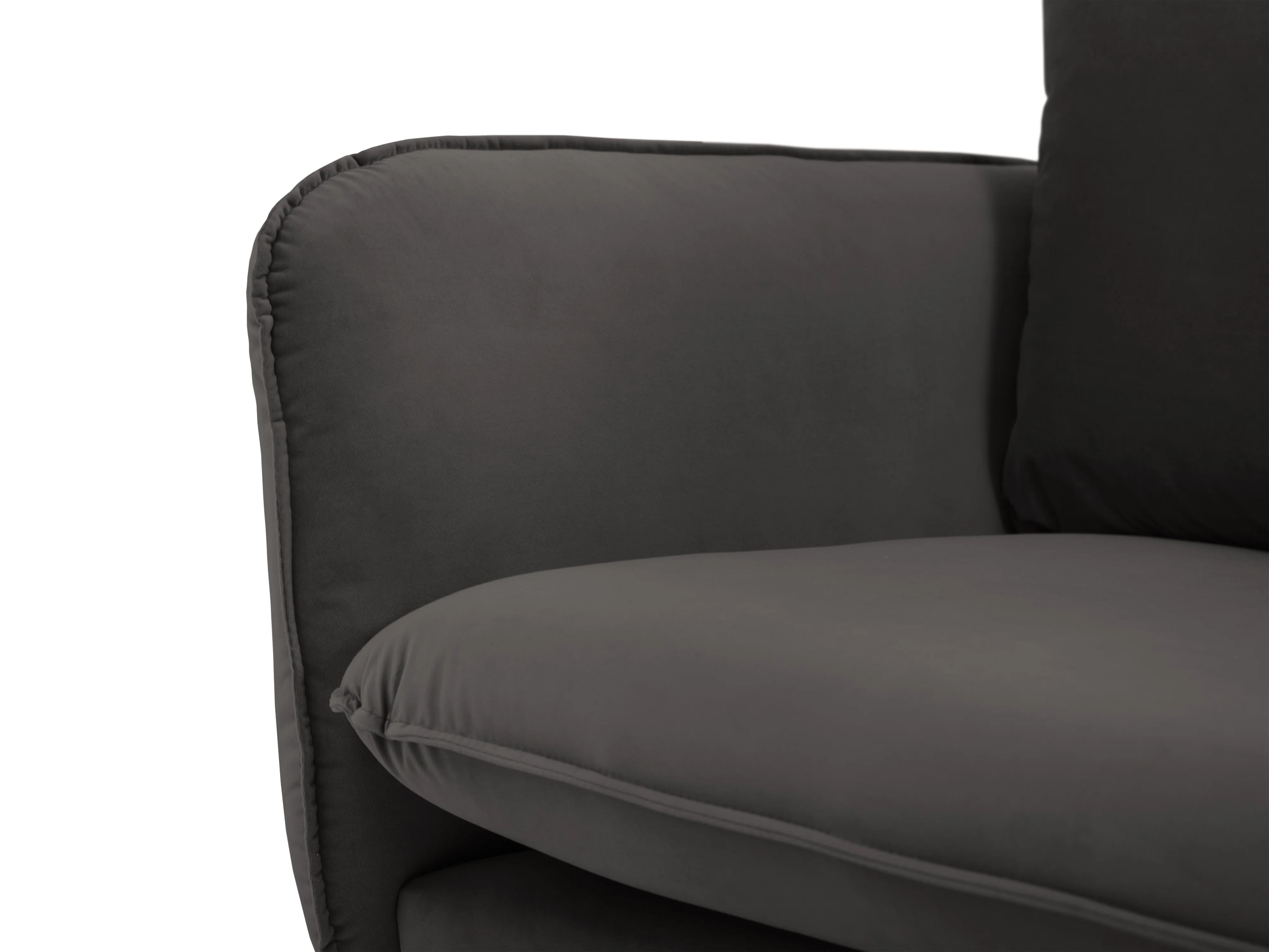 Sofa aksamitna 3-osobowa VIENNA ciemnoszary z czarną podstawą - Image 5