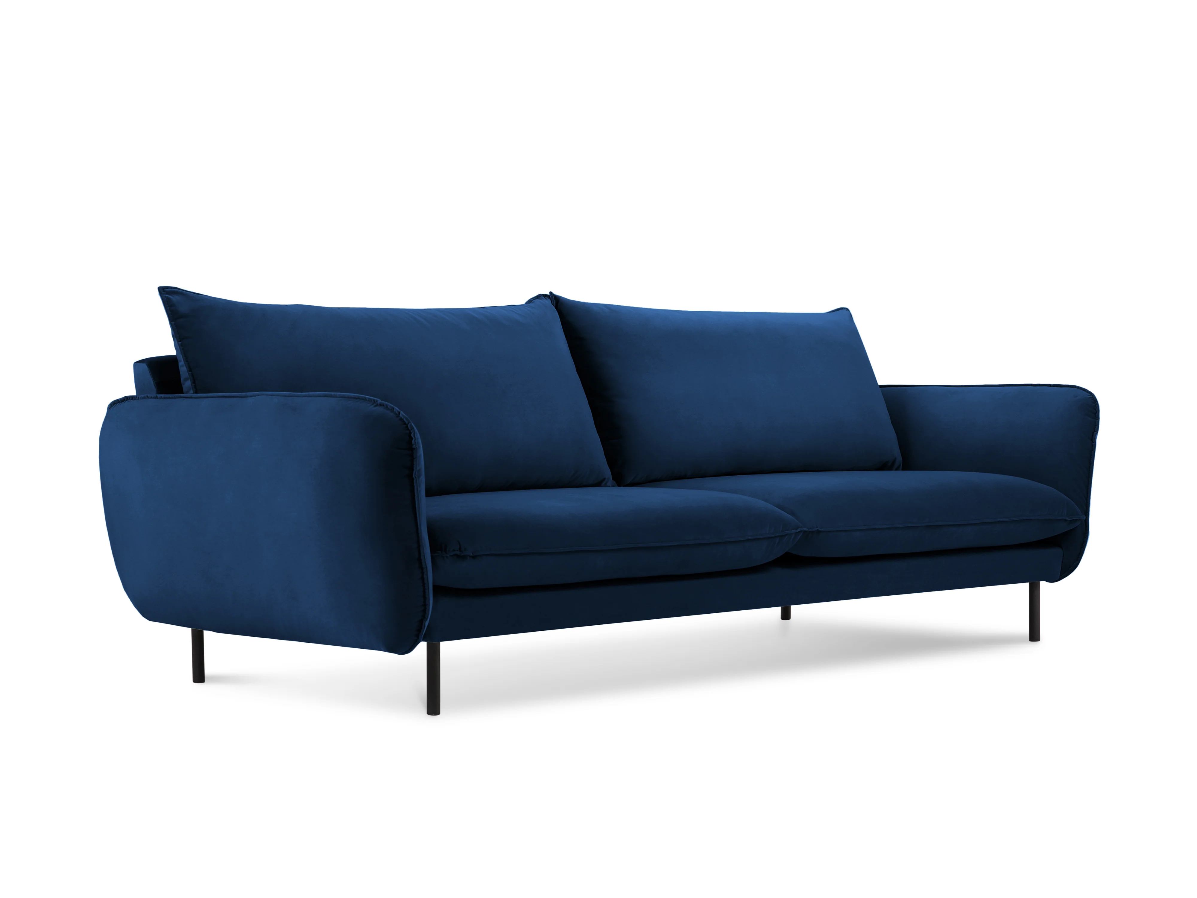 Sofa aksamitna 3-osobowa VIENNA granat królewski z czarną podstawą