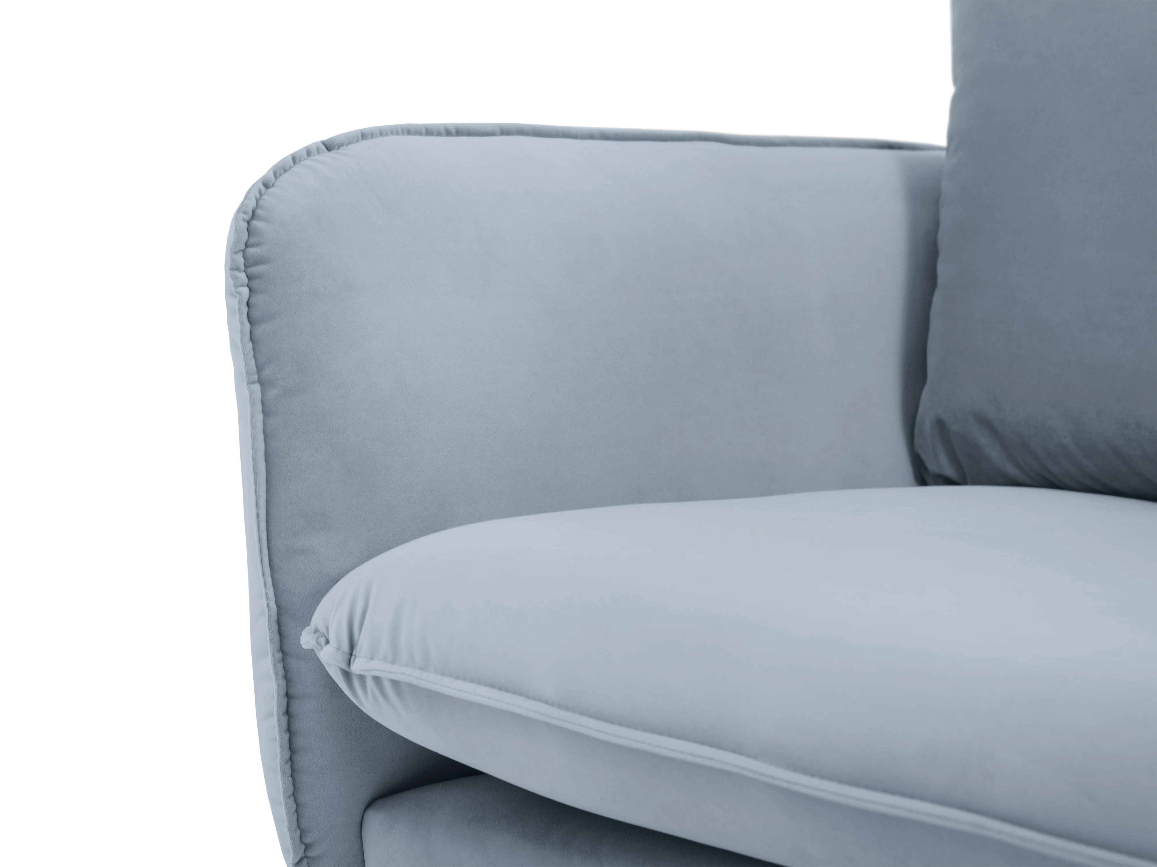Sofa aksamitna 3-osobowa VIENNA jasnoniebieski z czarną podstawą - Image 5