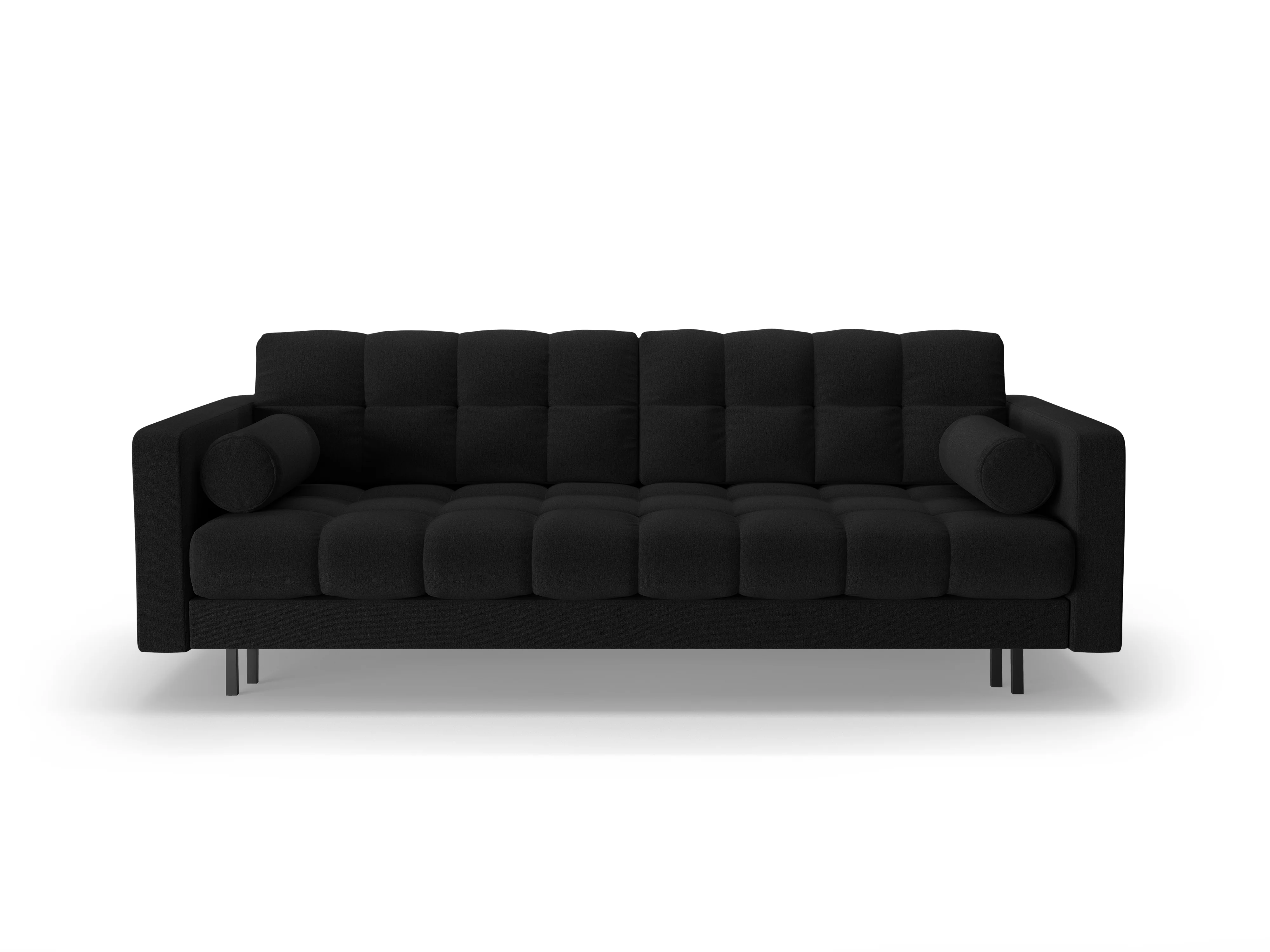 Sofa 3-osobowa z funkcją spania BALI czarny bouclé z czarną podstawą - Image 3
