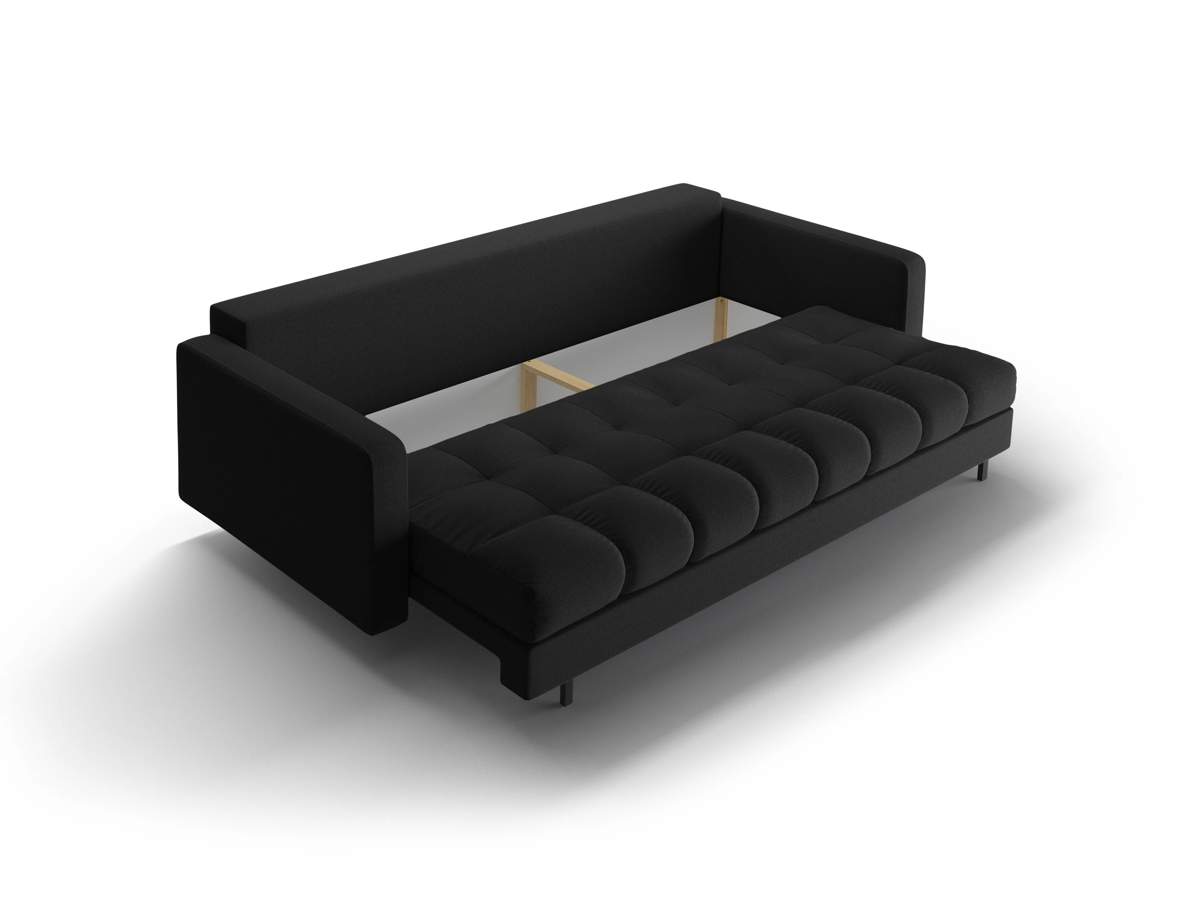 Sofa 3-osobowa z funkcją spania BALI czarny bouclé z czarną podstawą - Image 5