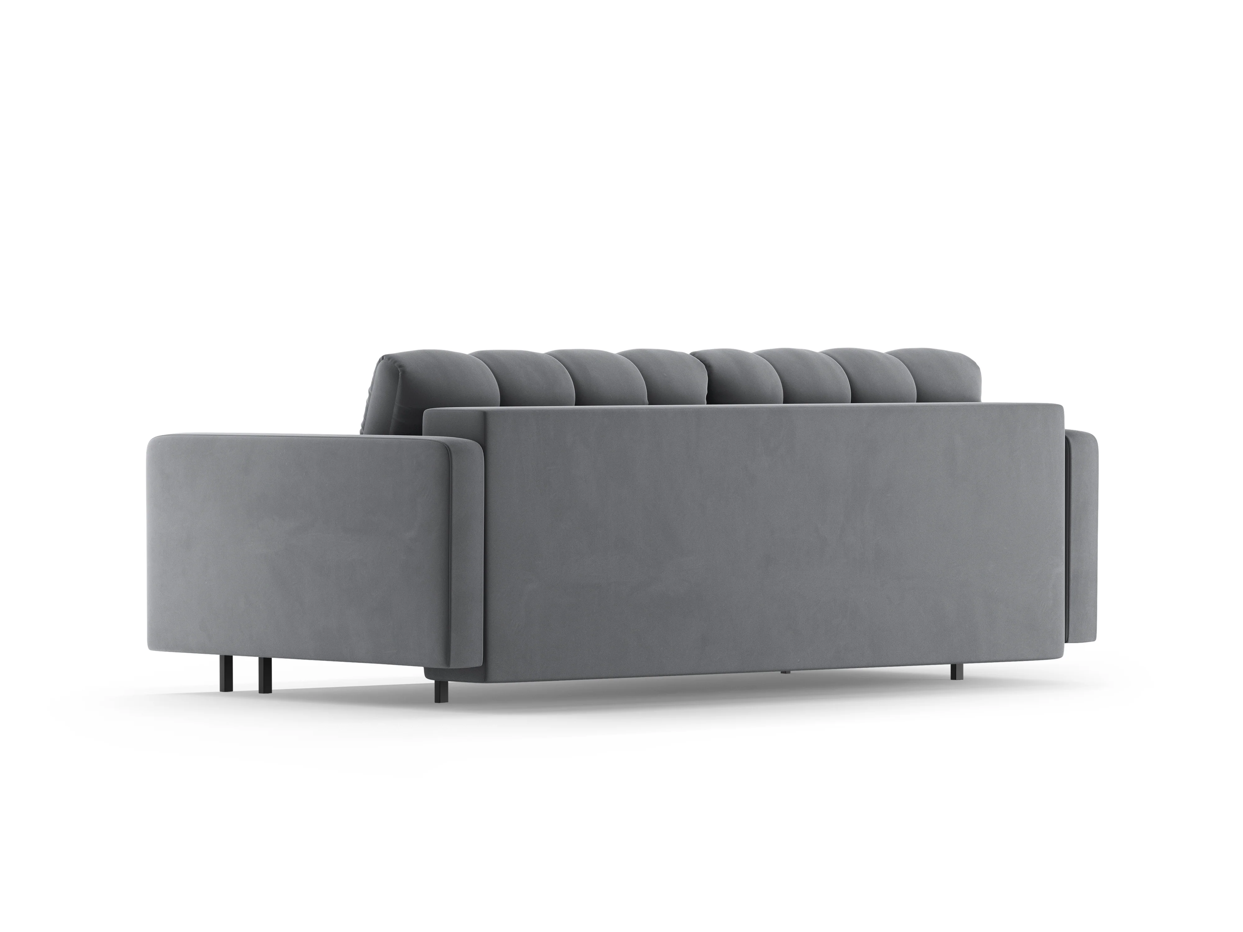 Sofa aksamitna 3-osobowa z funkcją spania BALI jasnoszary z czarną podstawą - Image 4