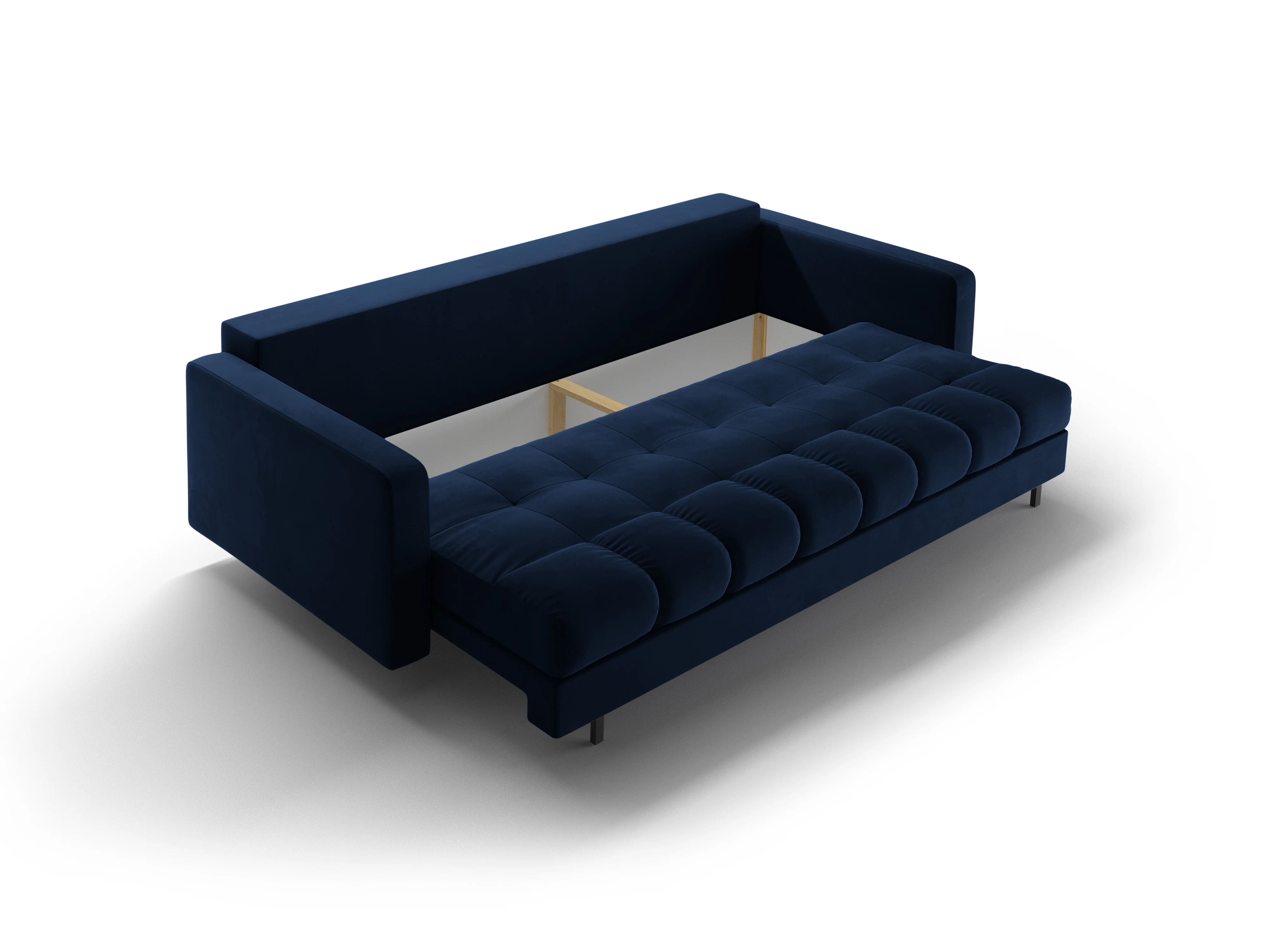 Sofa aksamitna 3-osobowa z funkcją spania BALI królewski granat z czarną podstawą - Image 5