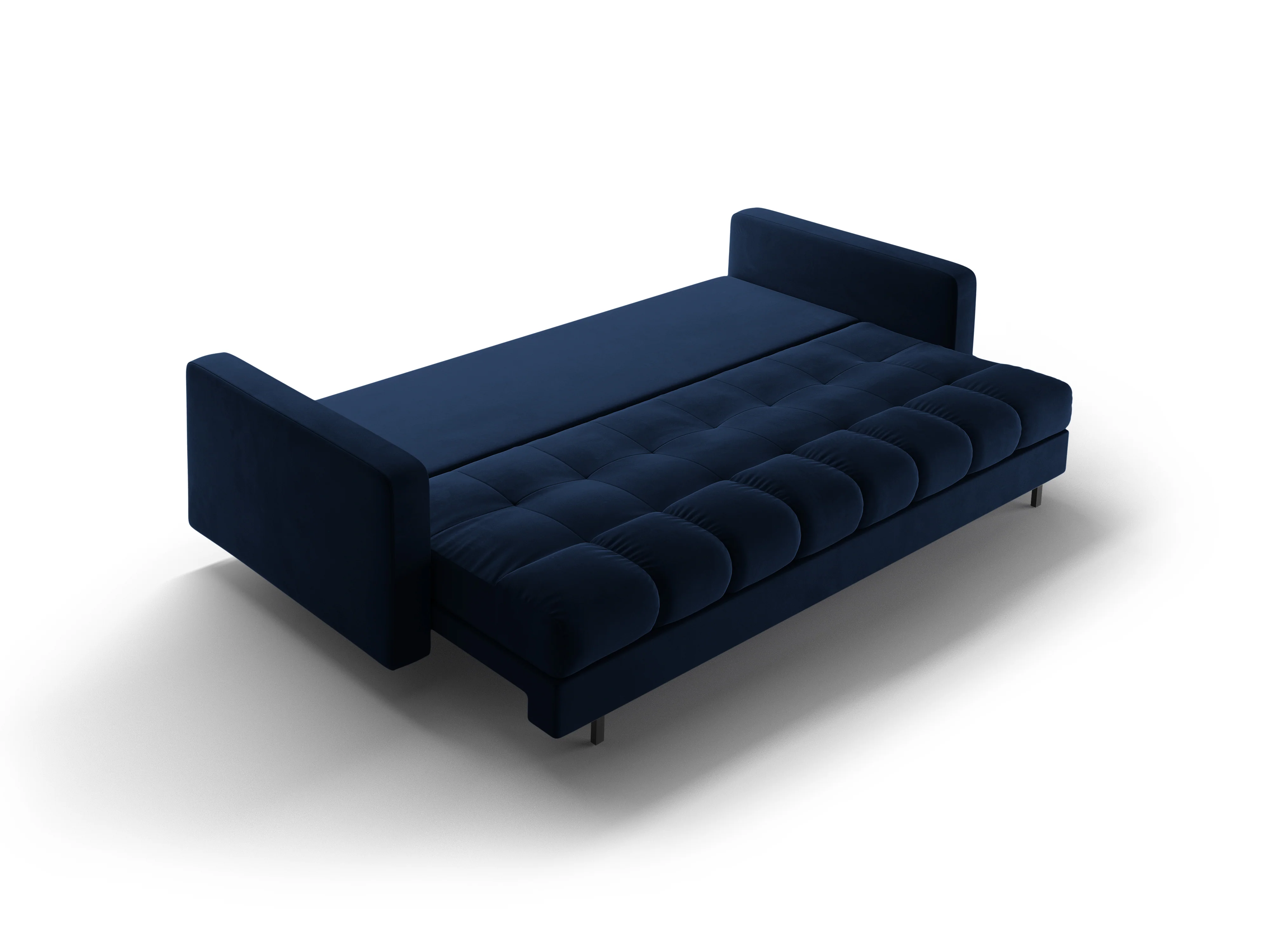 Sofa aksamitna 3-osobowa z funkcją spania BALI królewski granat z czarną podstawą - Image 6