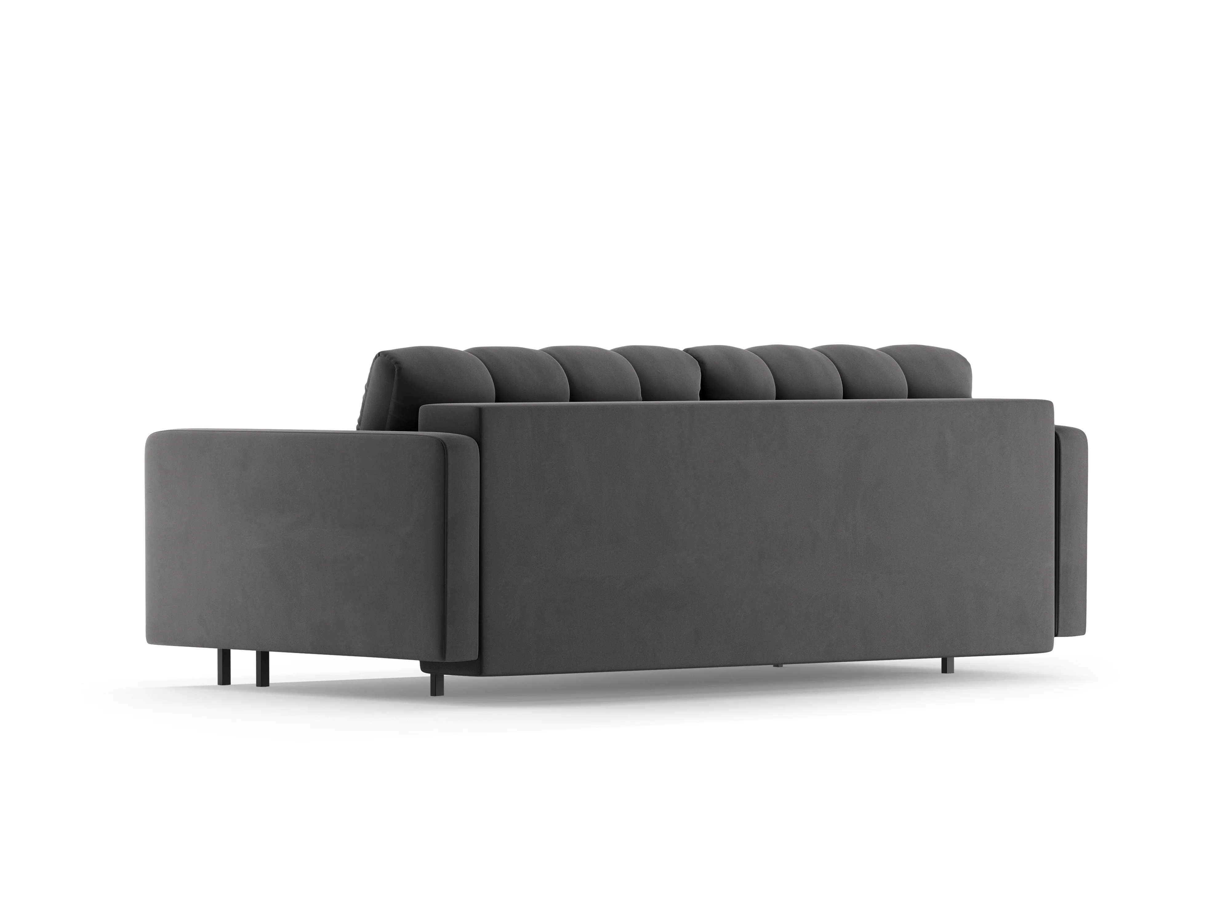 Sofa aksamitna 3-osobowa z funkcją spania BALI szary z czarną podstawą - Image 4