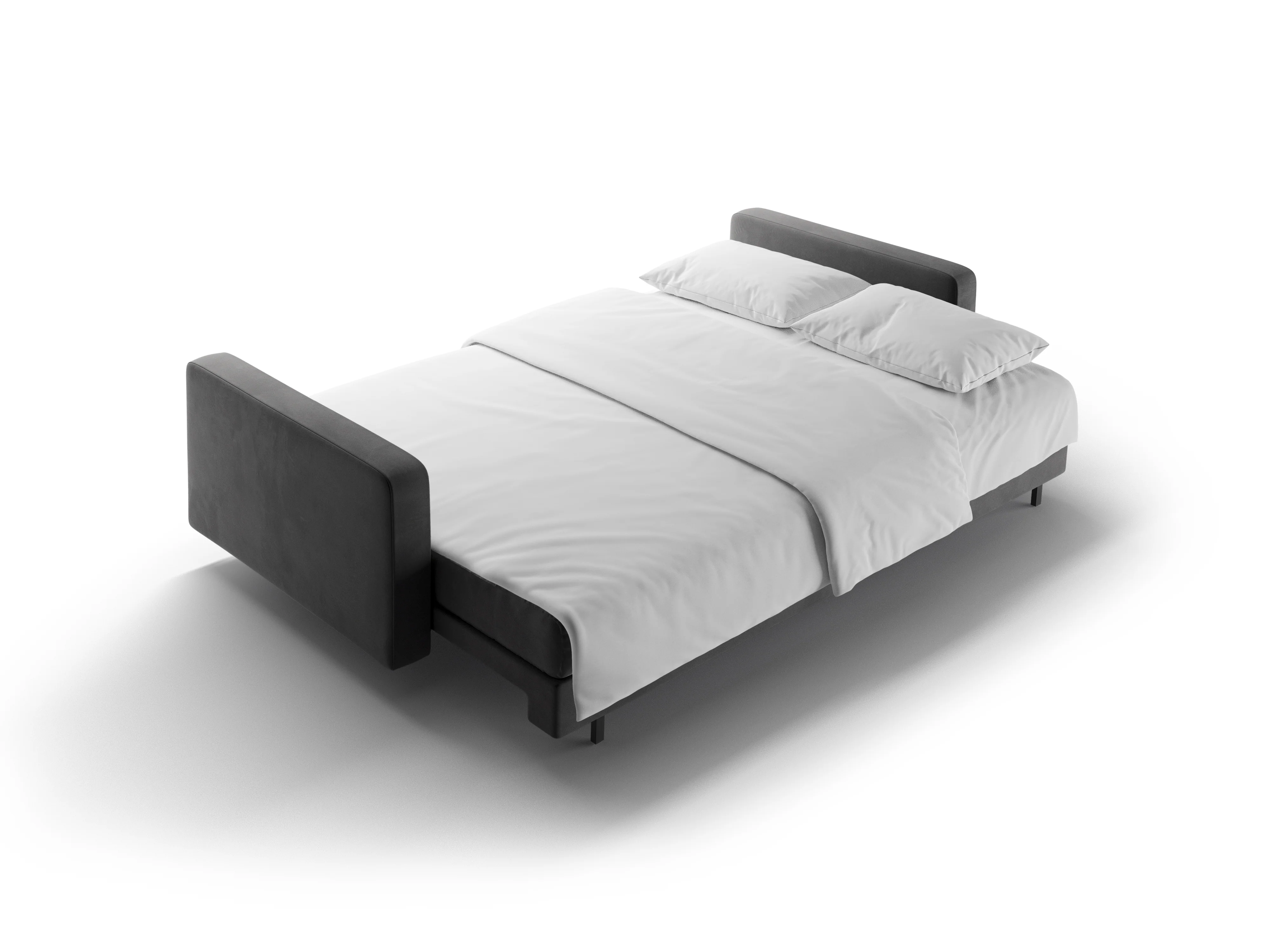 Sofa aksamitna 3-osobowa z funkcją spania BALI szary z czarną podstawą - Image 7