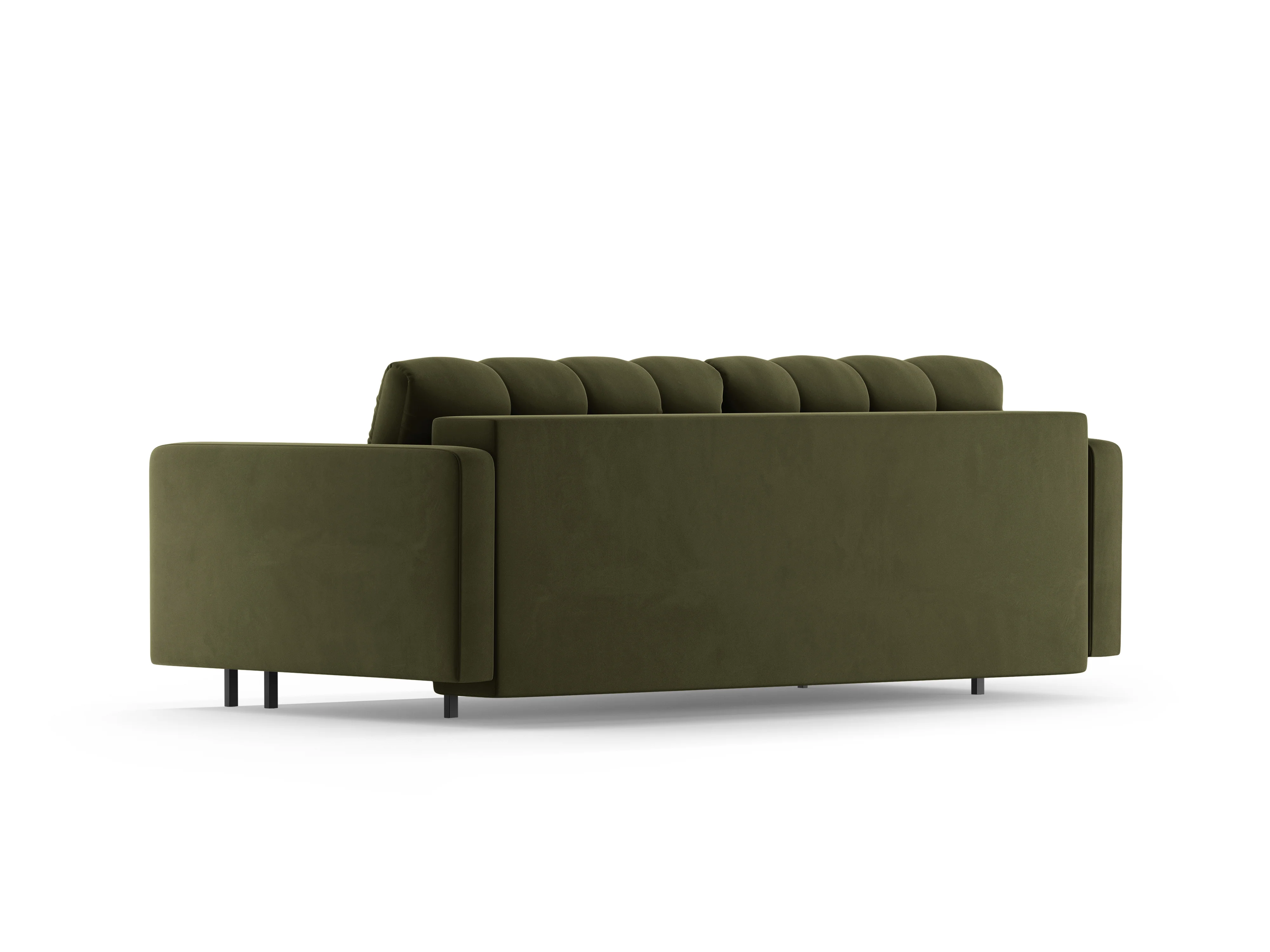 Sofa aksamitna 3-osobowa z funkcją spania BALI zielony z czarną podstawą - Image 4