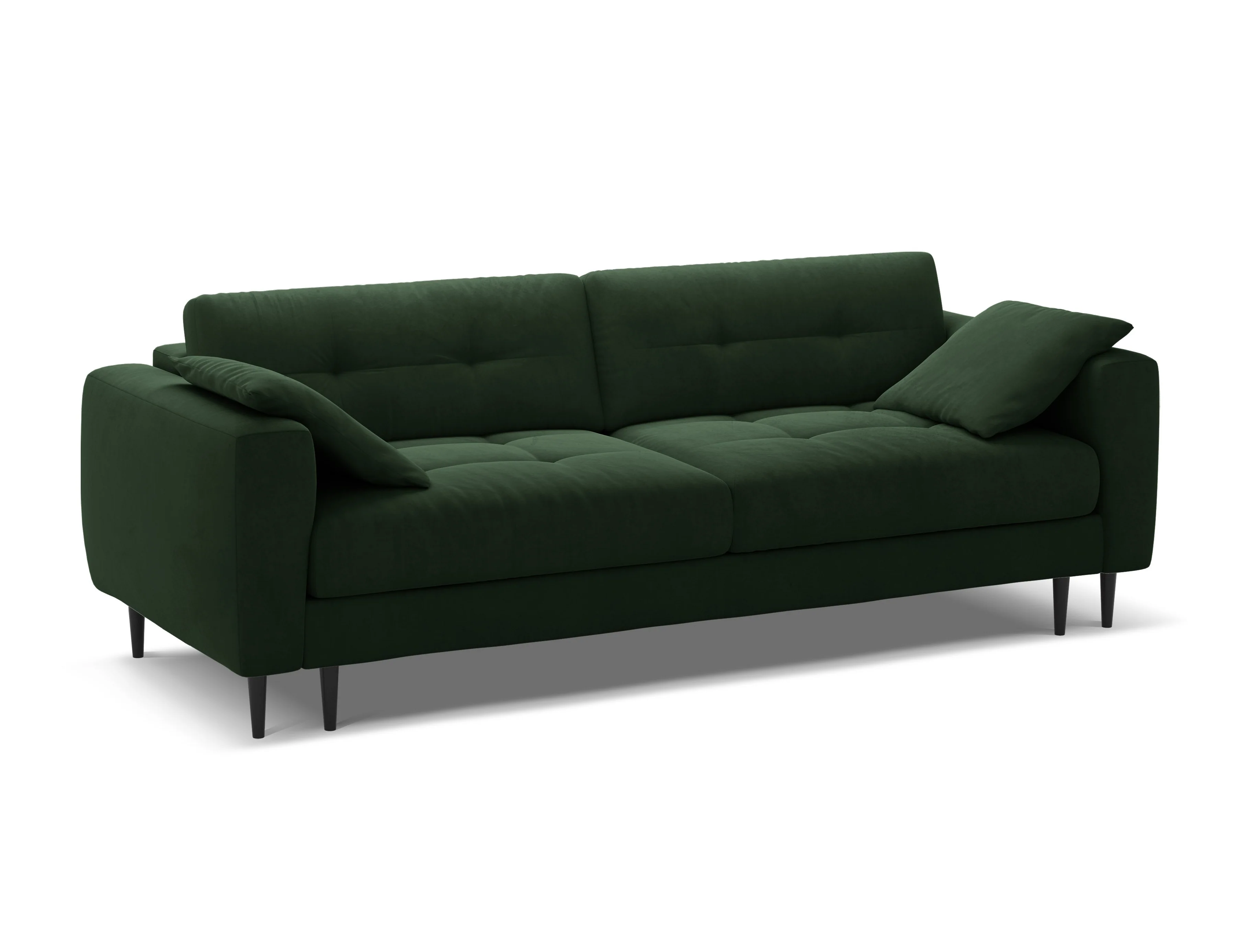 Sofa aksamitna 3-osobowa z funkcją spania BEMY butelkowy zielony