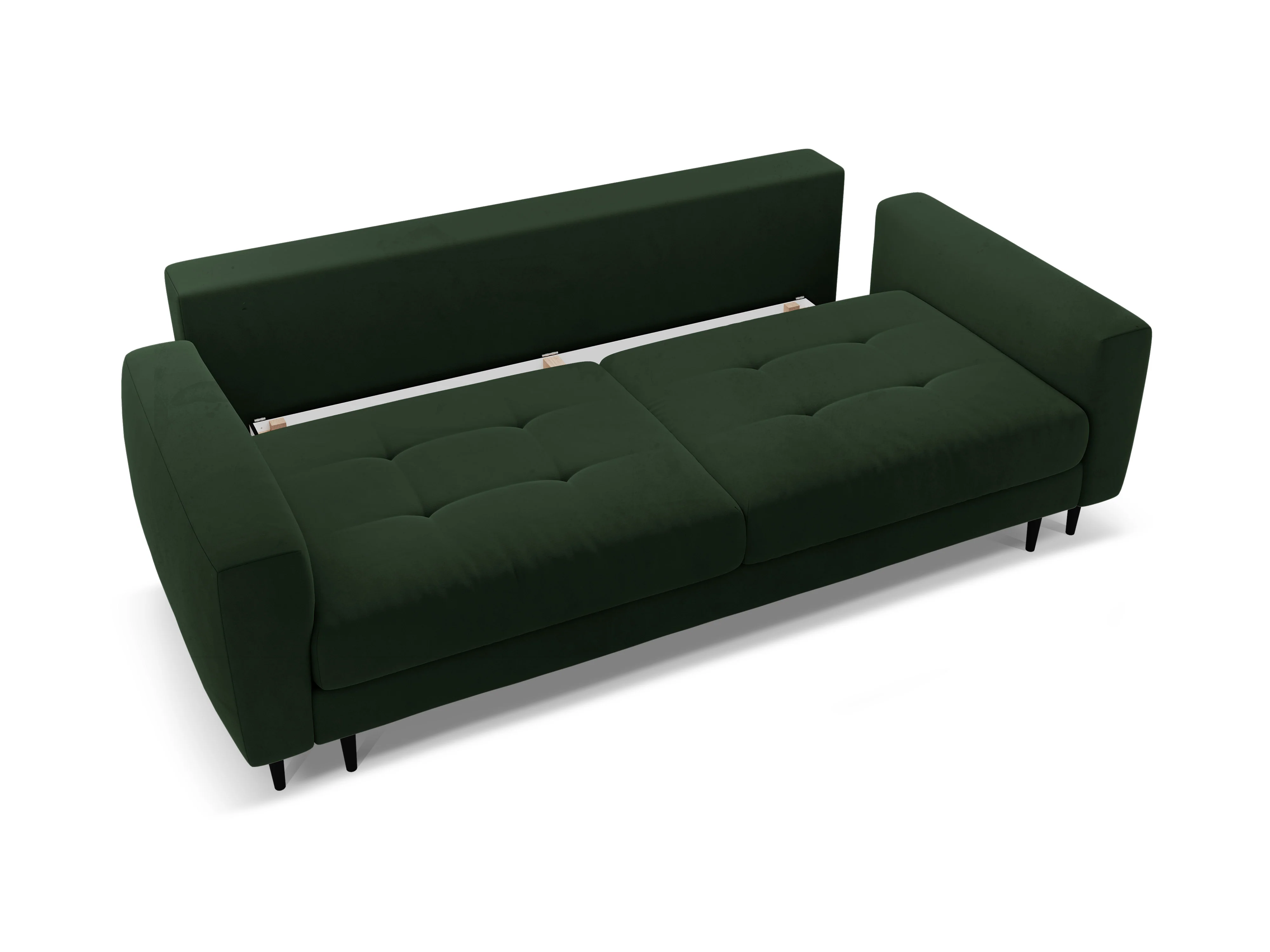 Sofa aksamitna 3-osobowa z funkcją spania BEMY butelkowy zielony - Image 3