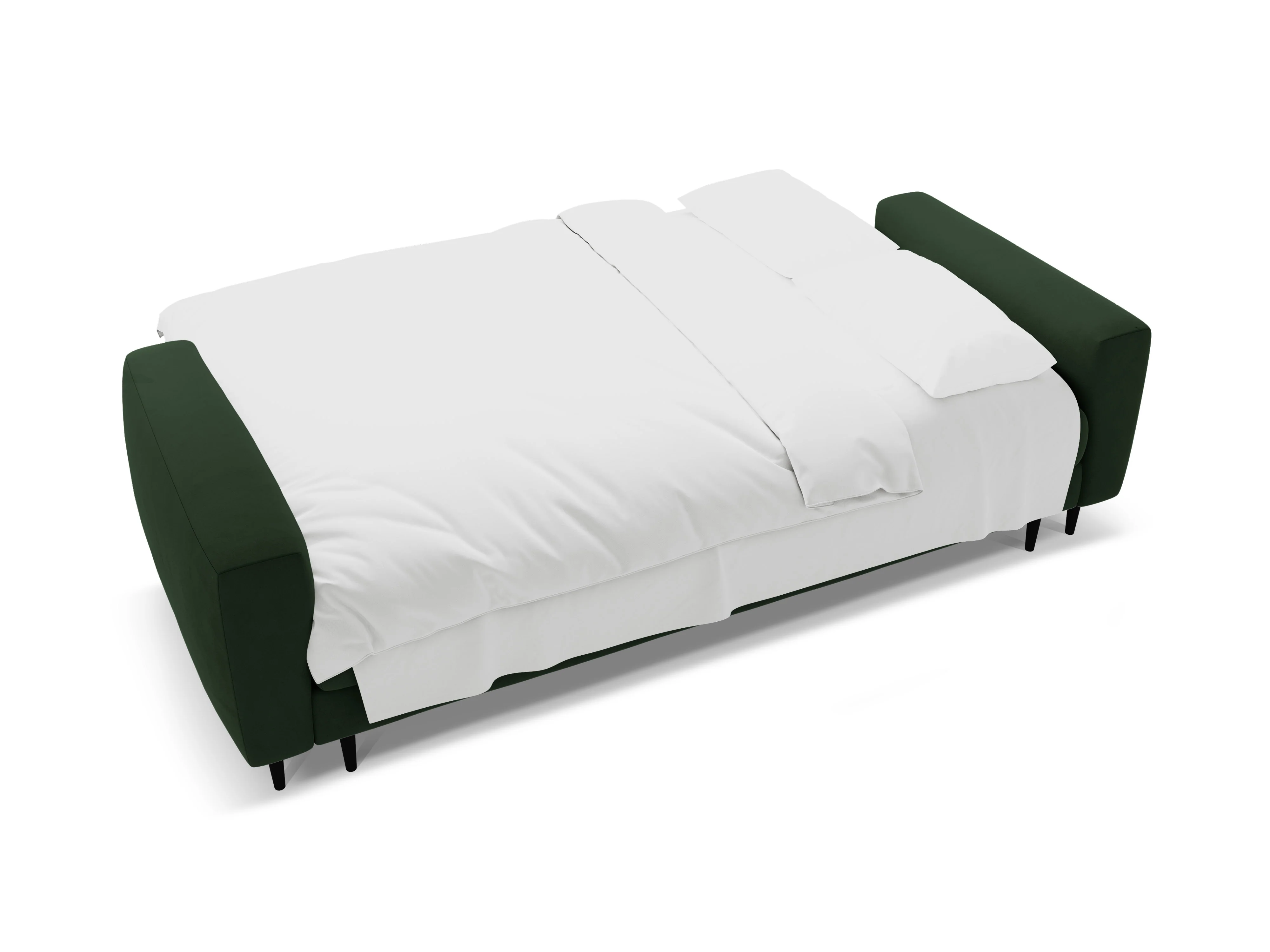 Sofa aksamitna 3-osobowa z funkcją spania BEMY butelkowy zielony - Image 5