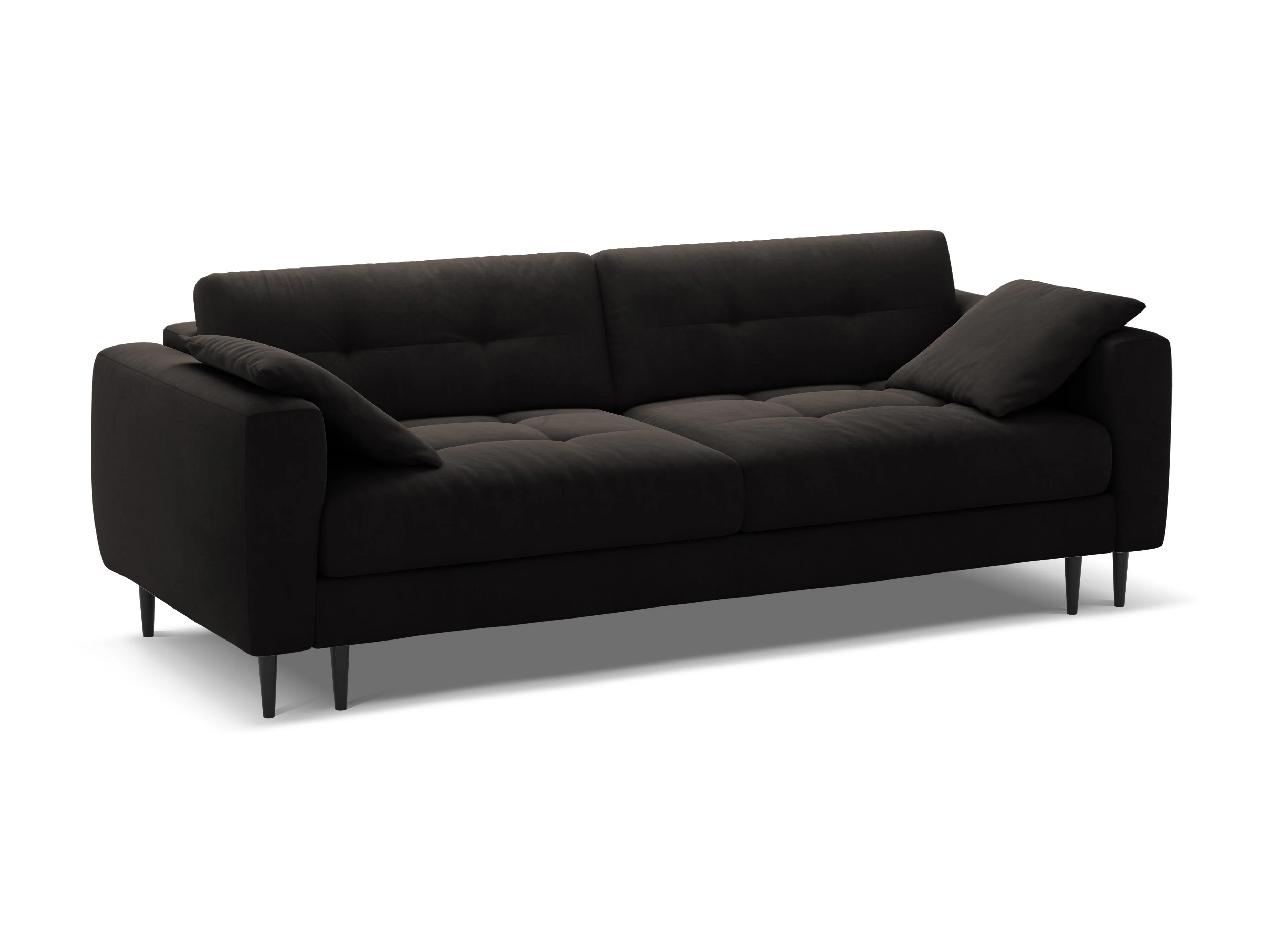 Sofa aksamitna 3-osobowa z funkcją spania BEMY czarny