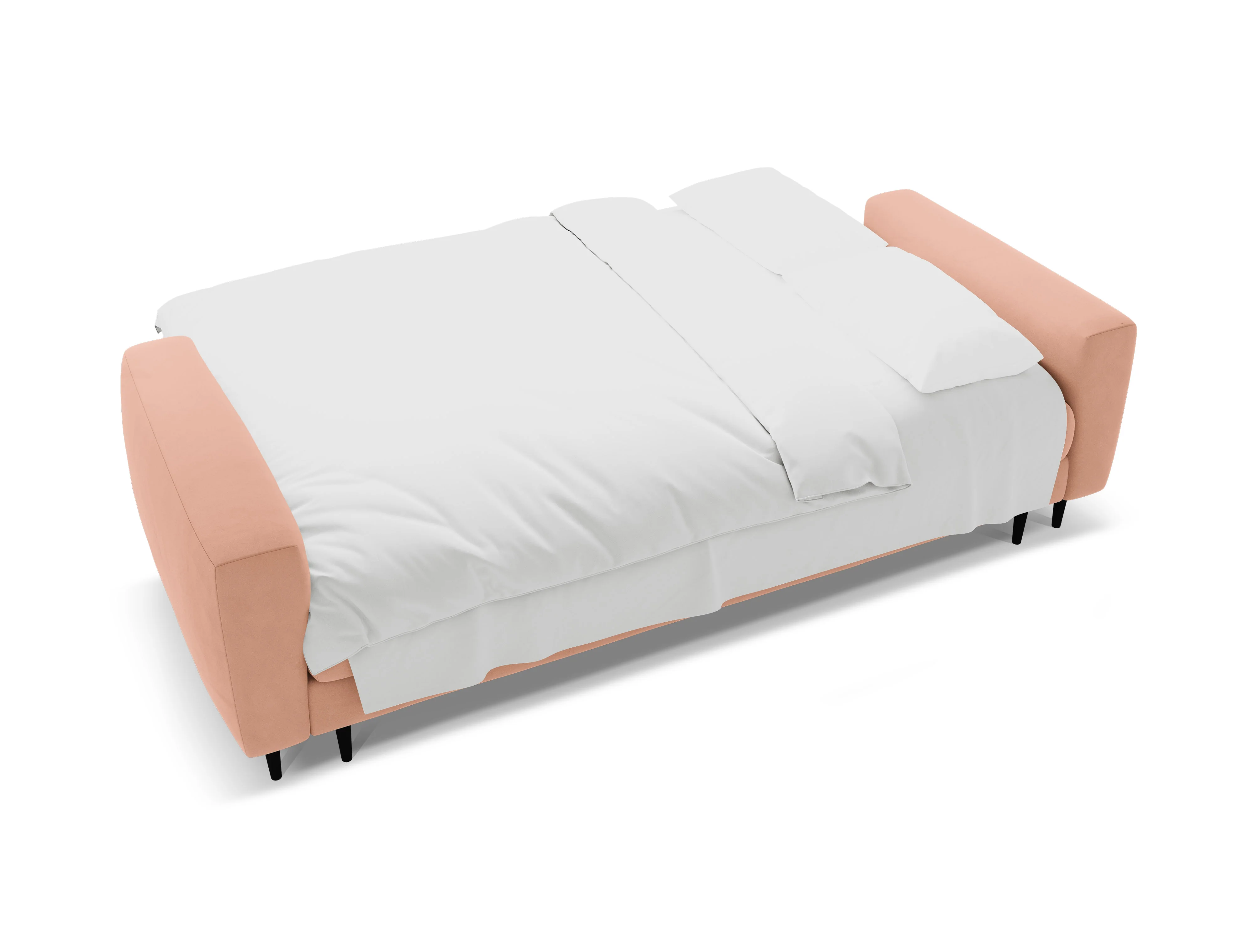 Sofa aksamitna 3-osobowa z funkcją spania BEMY różowy - Image 5