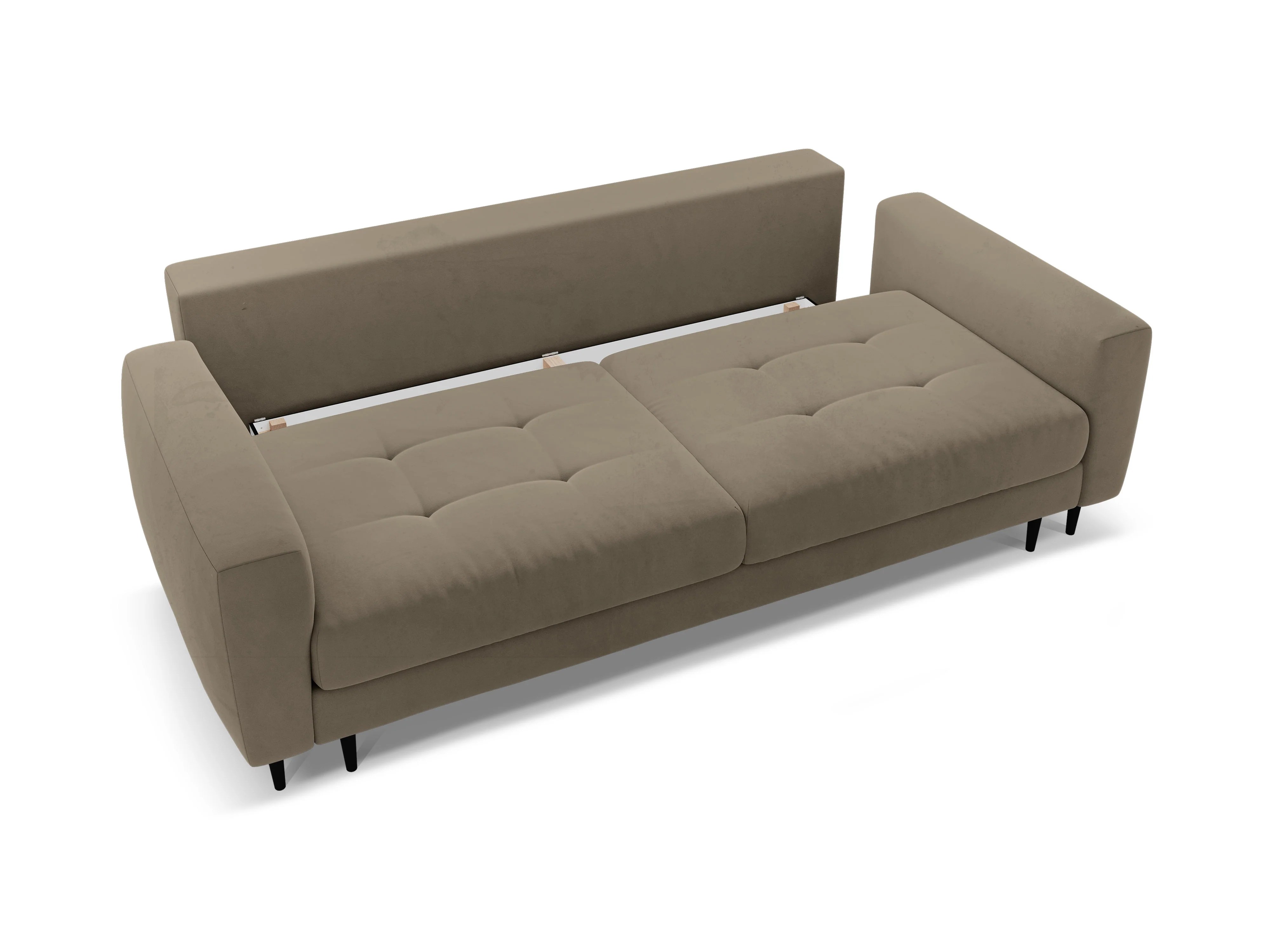 Sofa aksamitna 3-osobowa z funkcją spania BEMY szary brązowy - Image 5