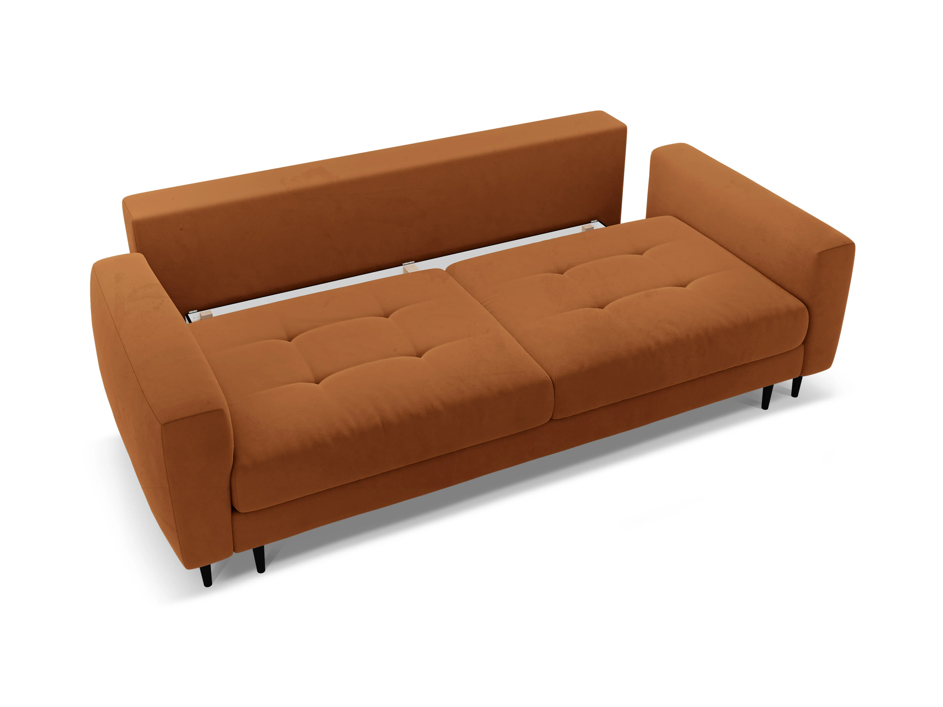 Sofa aksamitna 3-osobowa z funkcją spania BEMY terakota - Image 3