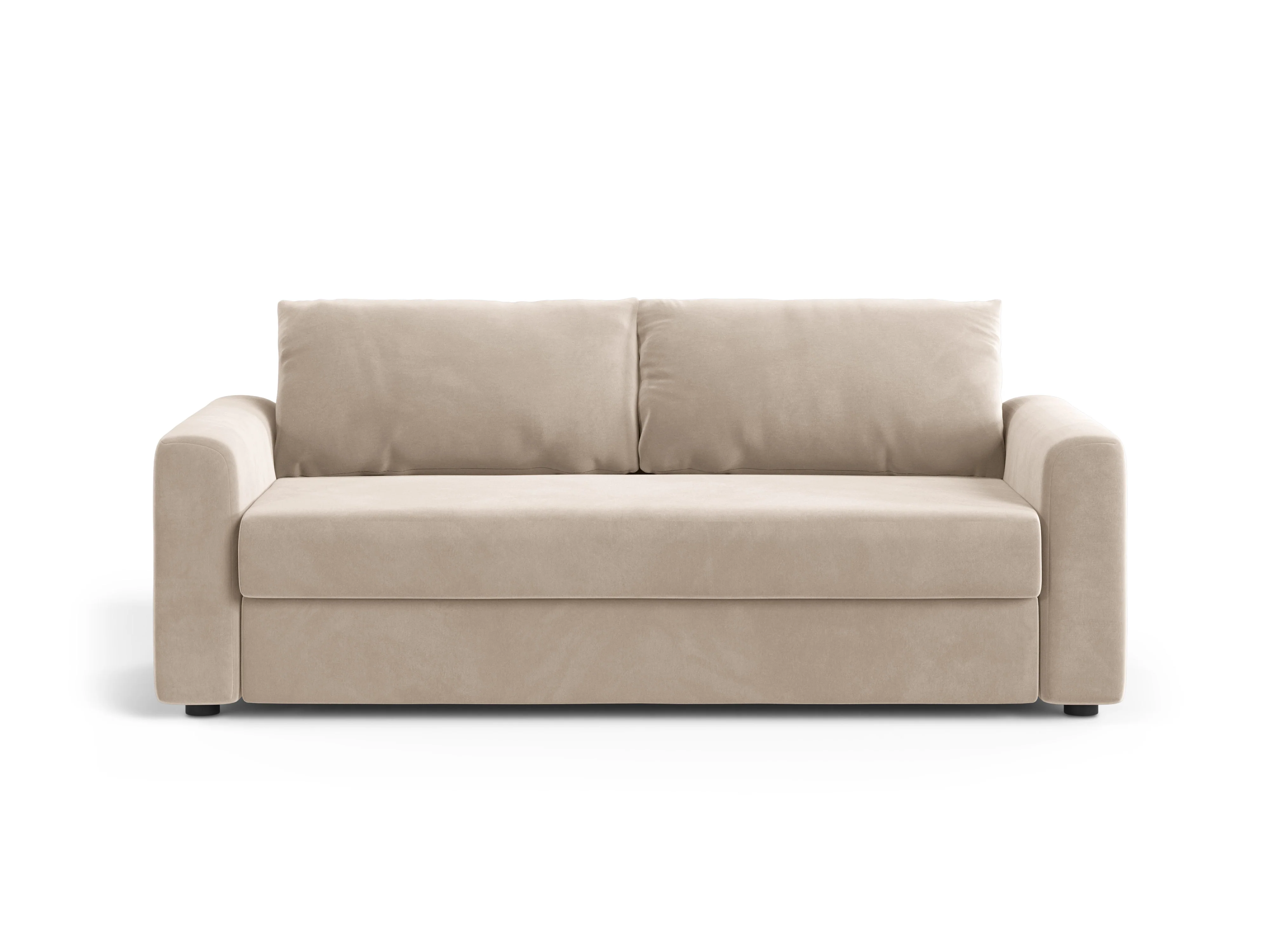 Sofa aksamitna 3-osobowa z funkcją spania DAVID beżowy - Image 2