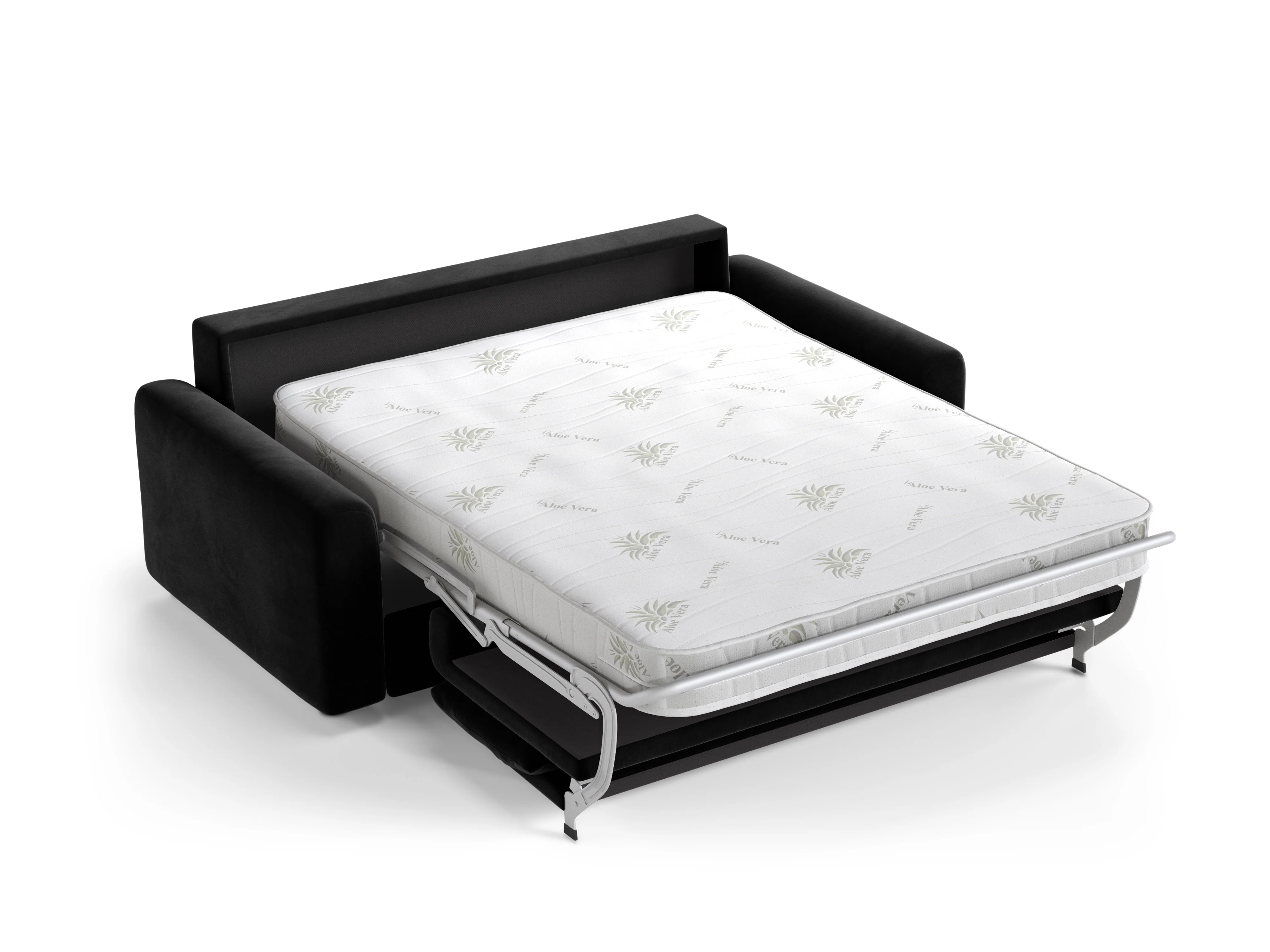 Sofa aksamitna 3-osobowa z funkcją spania DAVID czarny - Image 4