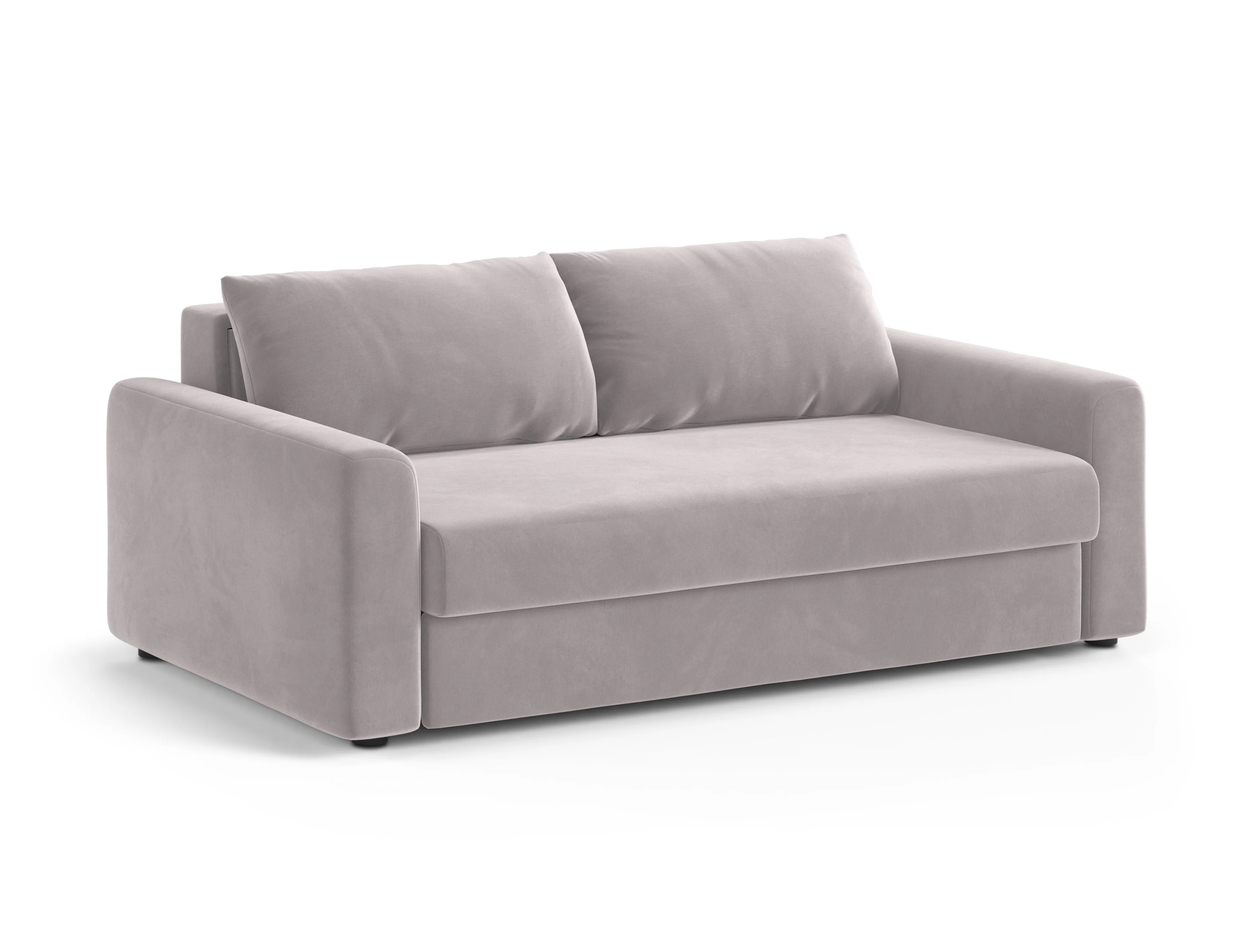 Sofa aksamitna 3-osobowa z funkcją spania DAVID jasny szary