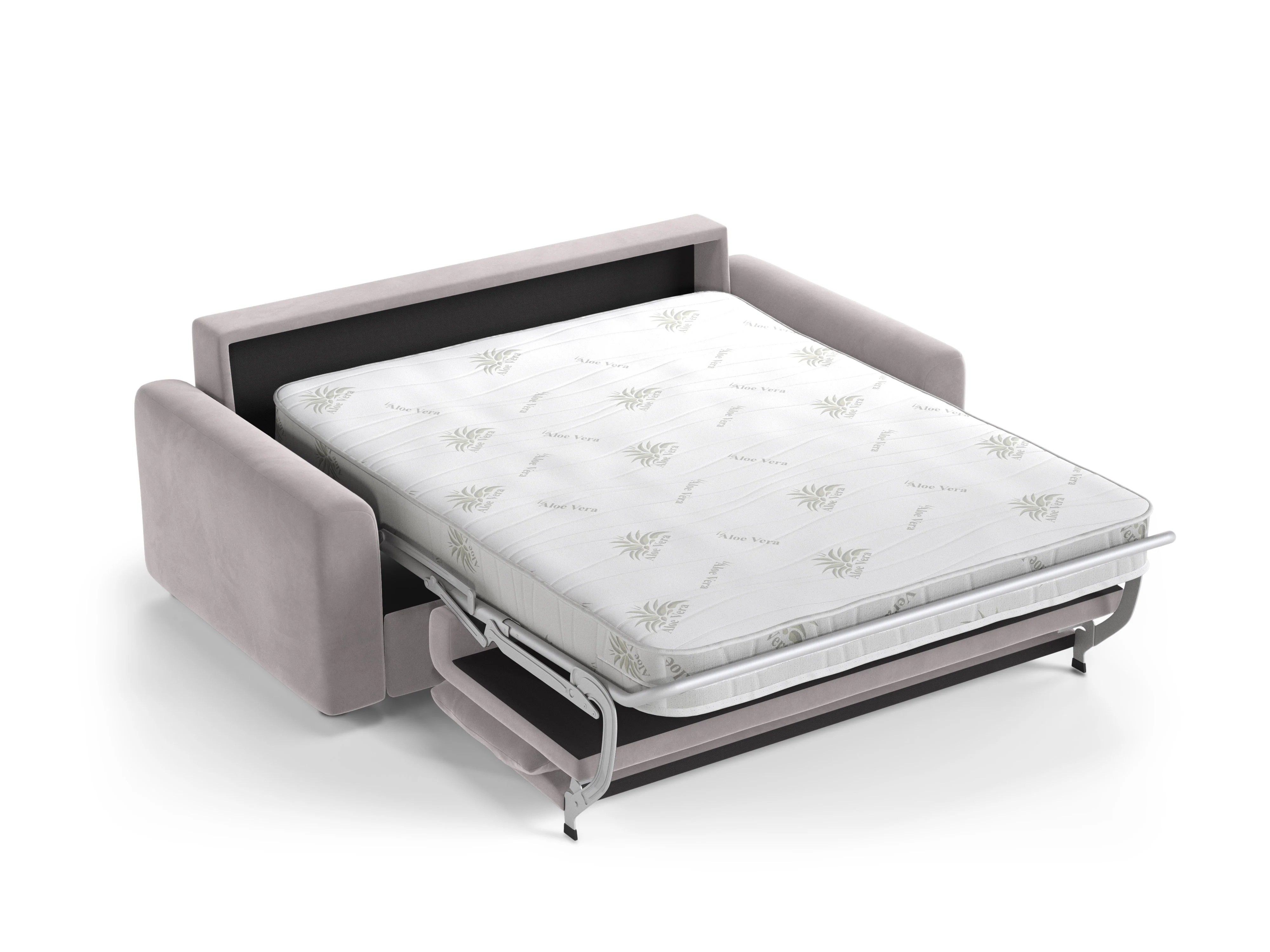 Sofa aksamitna 3-osobowa z funkcją spania DAVID jasny szary - Image 4