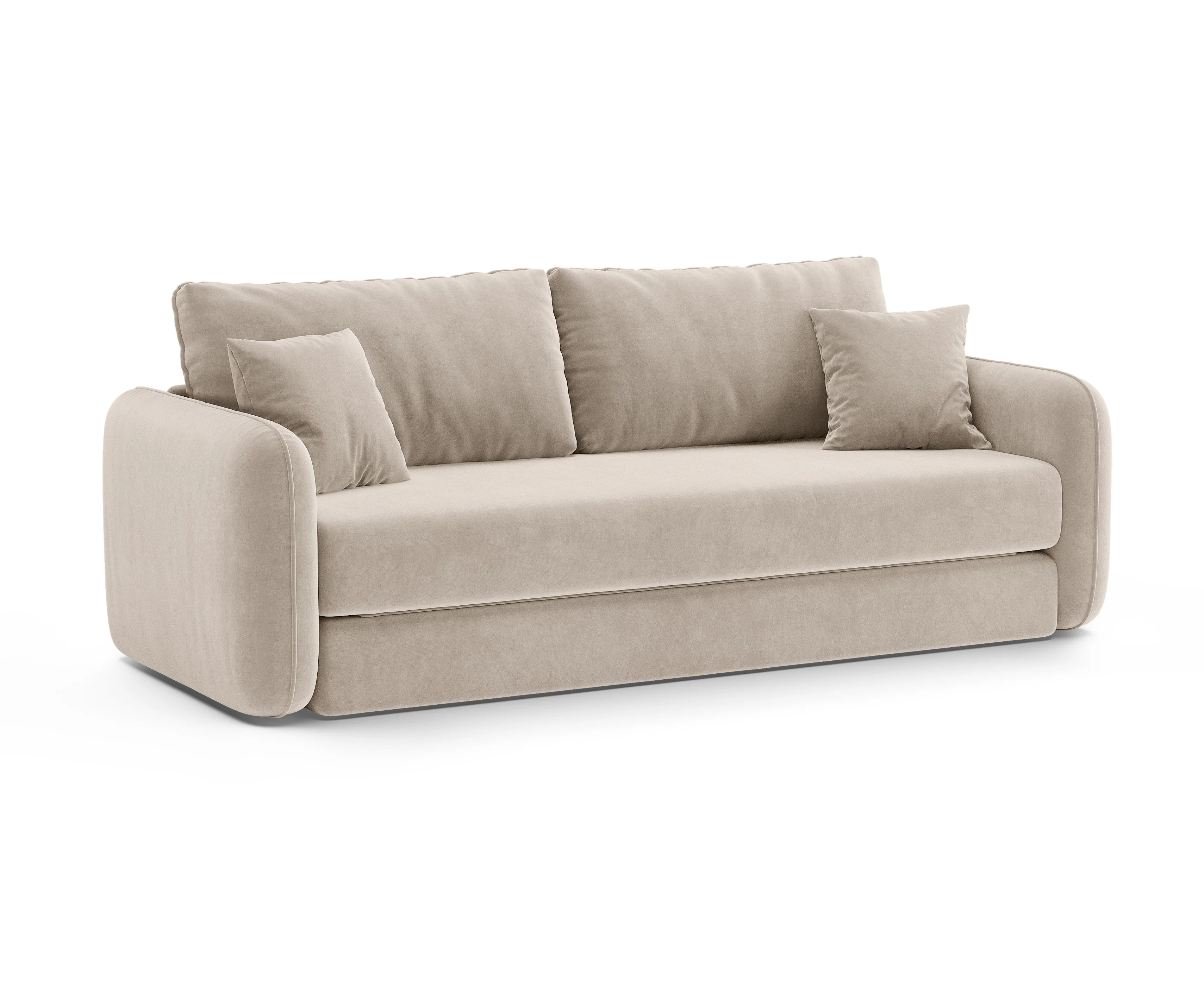 Sofa aksamitna 3-osobowa z funkcją spania DORMI beżowy