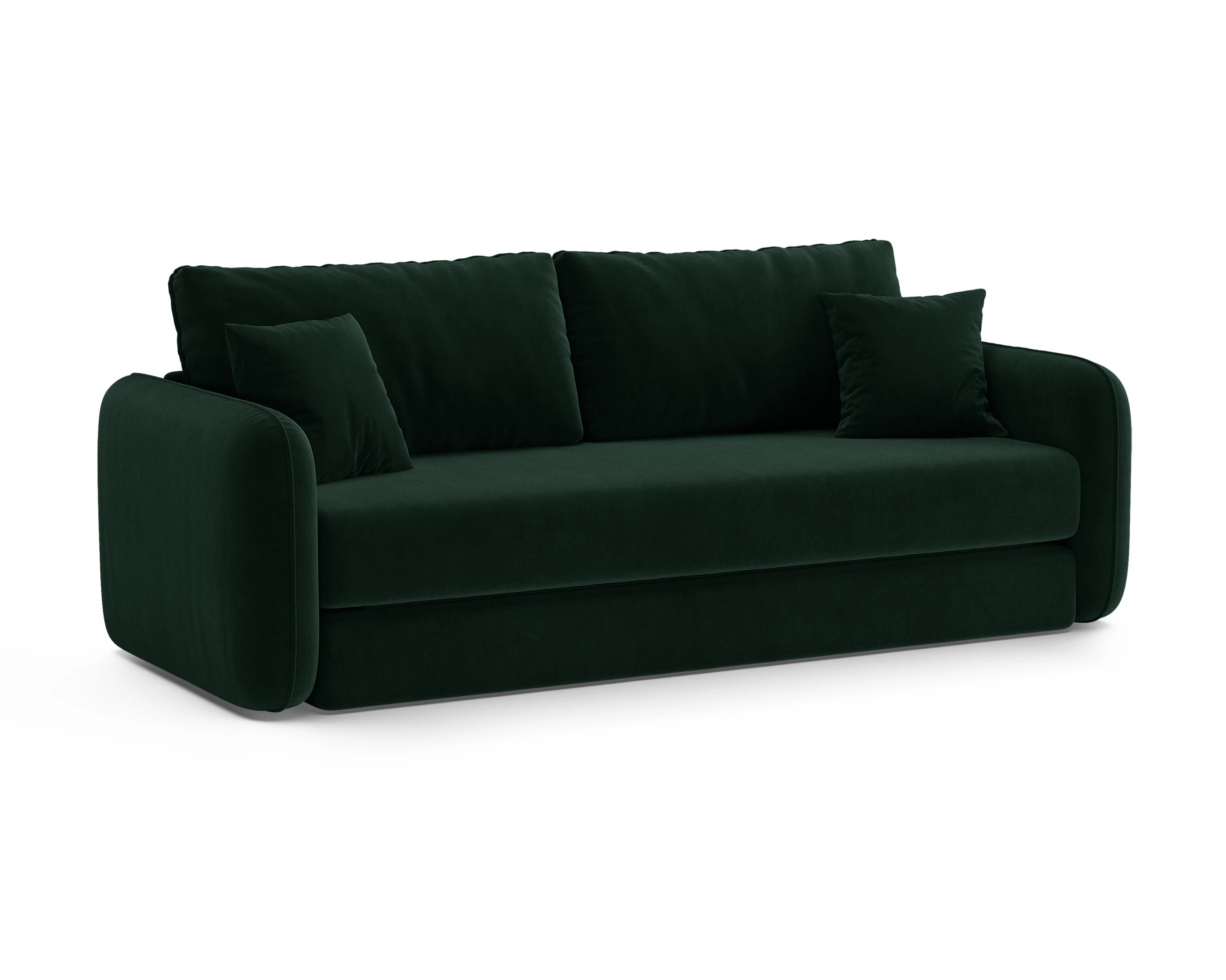Sofa aksamitna 3-osobowa z funkcją spania DORMI butelkowy zielony