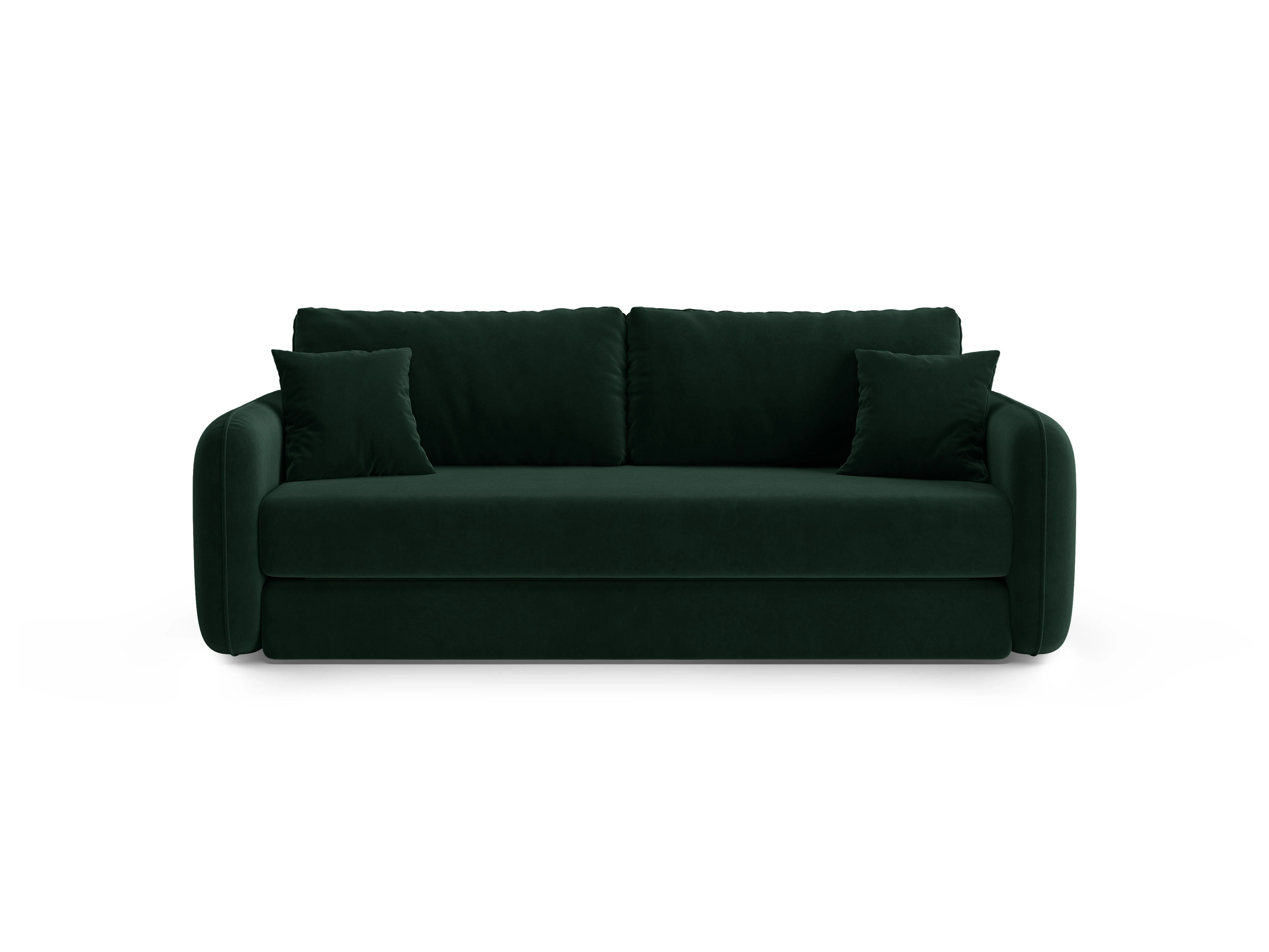 Sofa aksamitna 3-osobowa z funkcją spania DORMI butelkowy zielony - Image 4