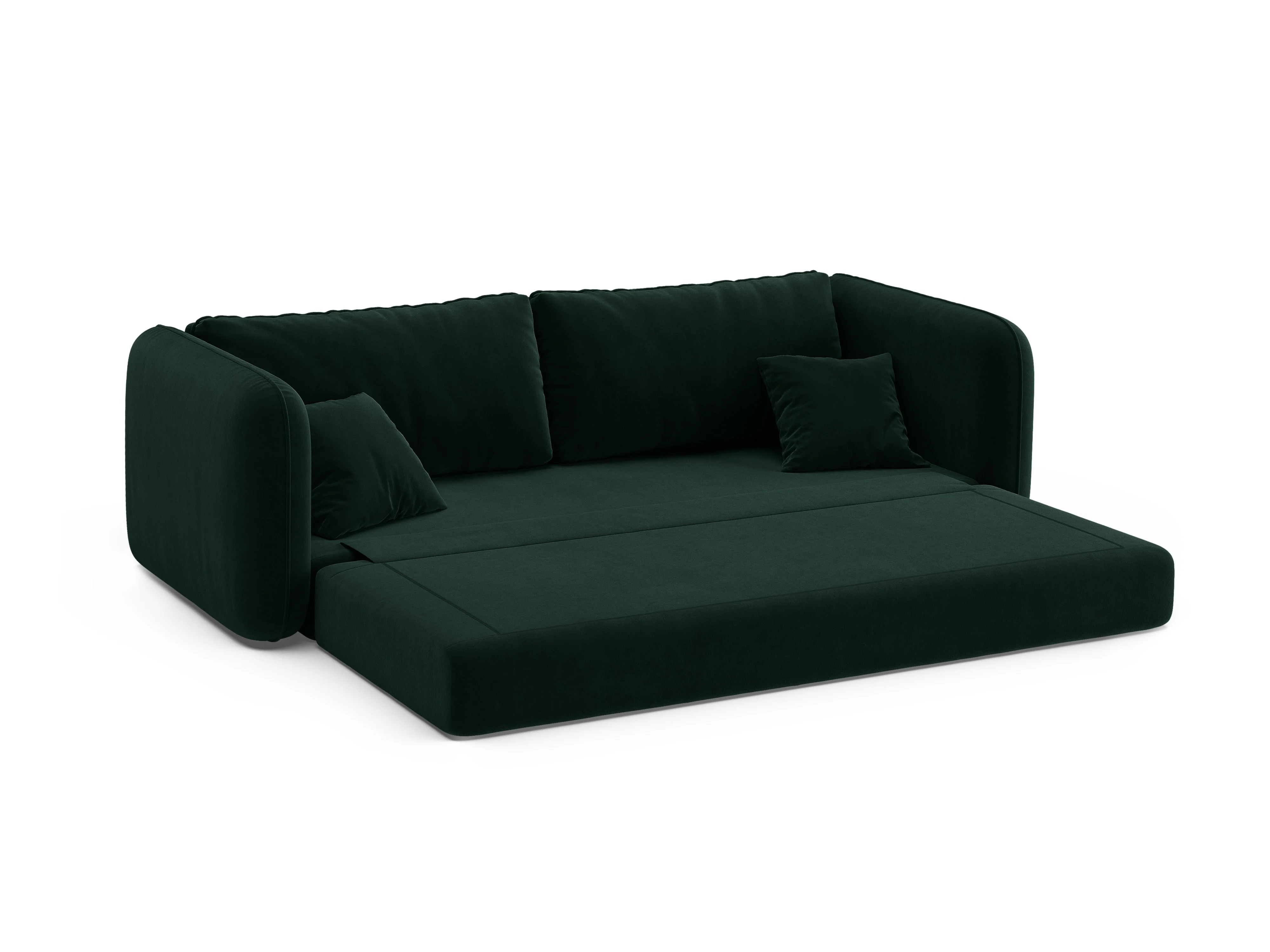 Sofa aksamitna 3-osobowa z funkcją spania DORMI butelkowy zielony - Image 6