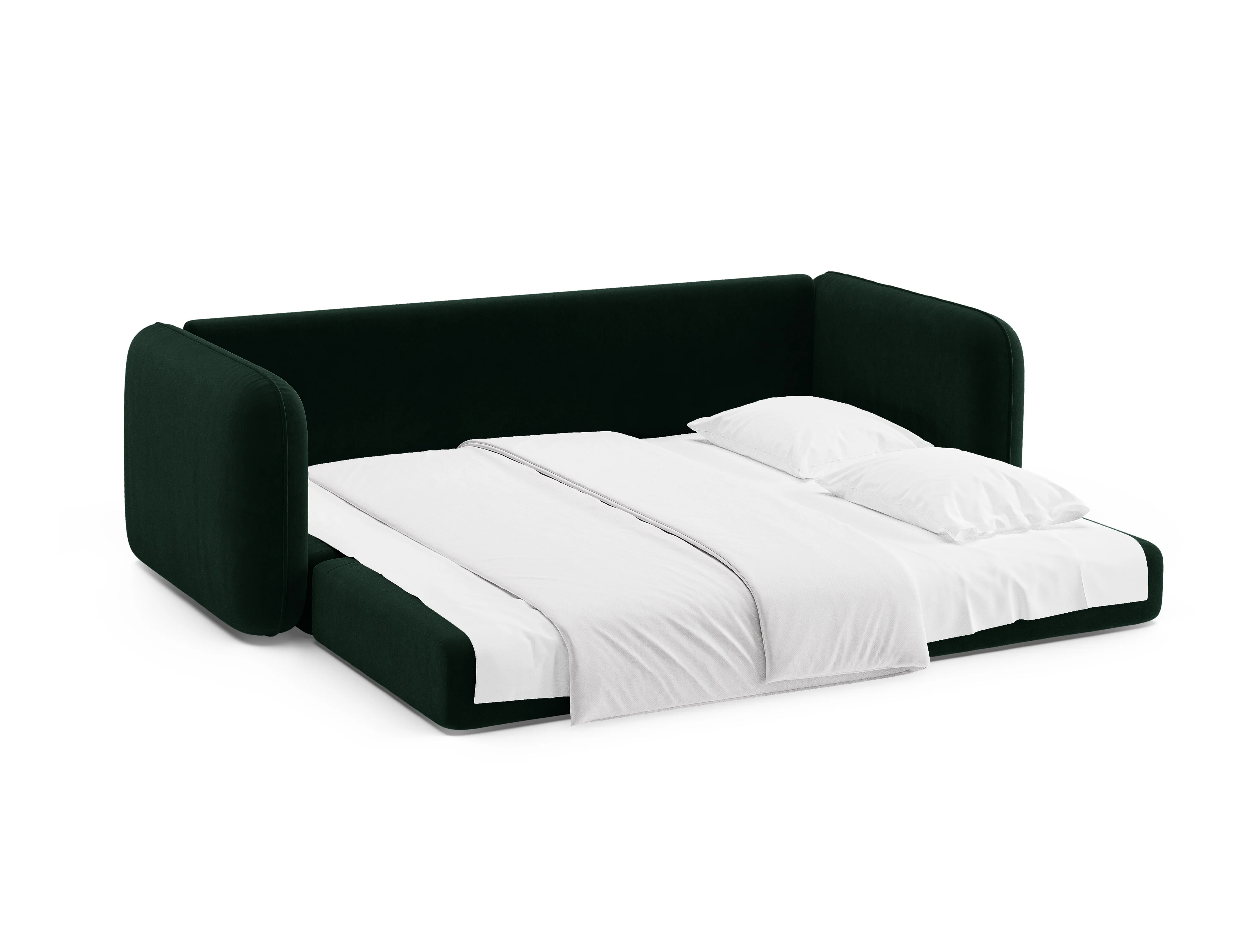 Sofa aksamitna 3-osobowa z funkcją spania DORMI butelkowy zielony - Image 7