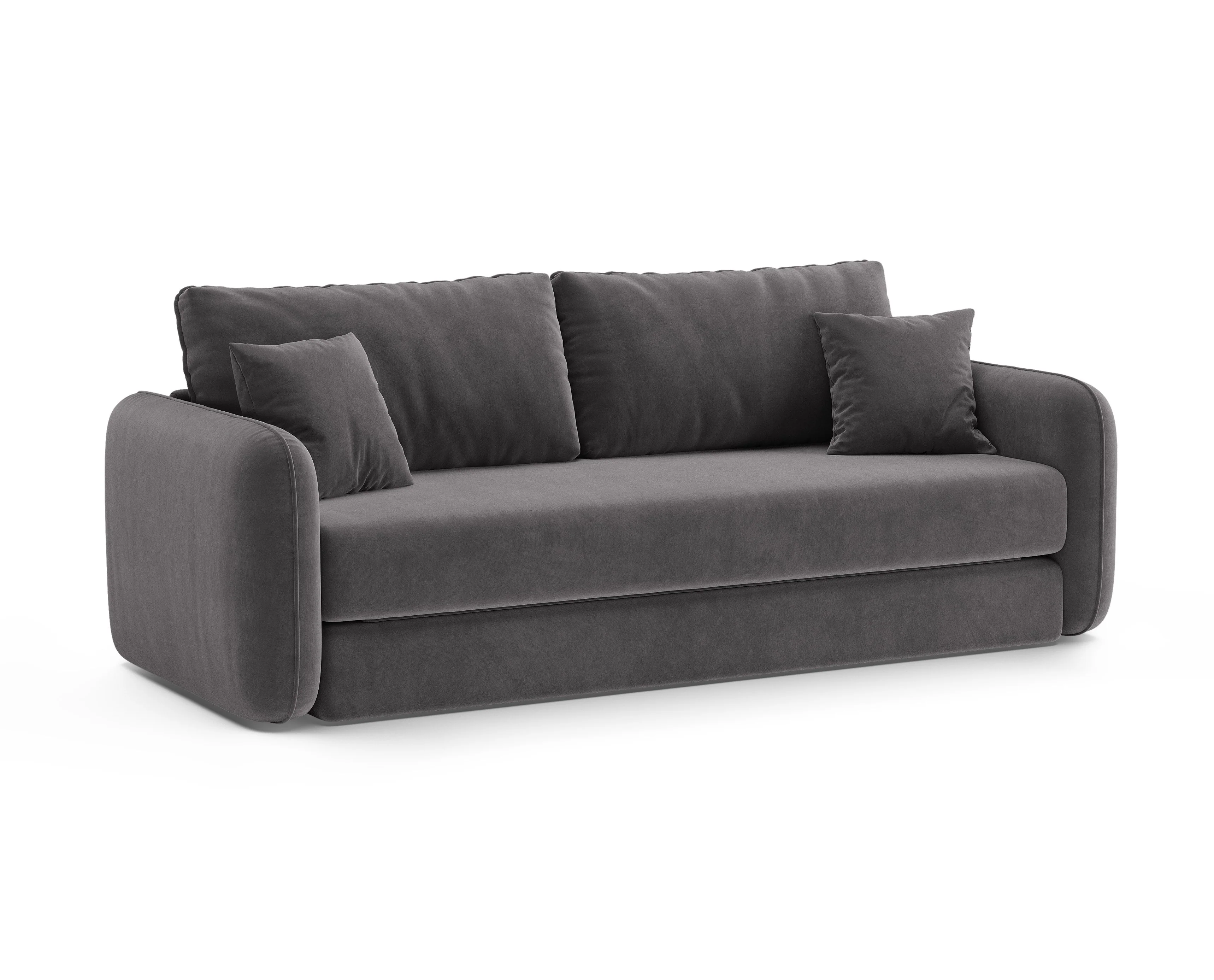 Sofa aksamitna 3-osobowa z funkcją spania DORMI ciemny szary
