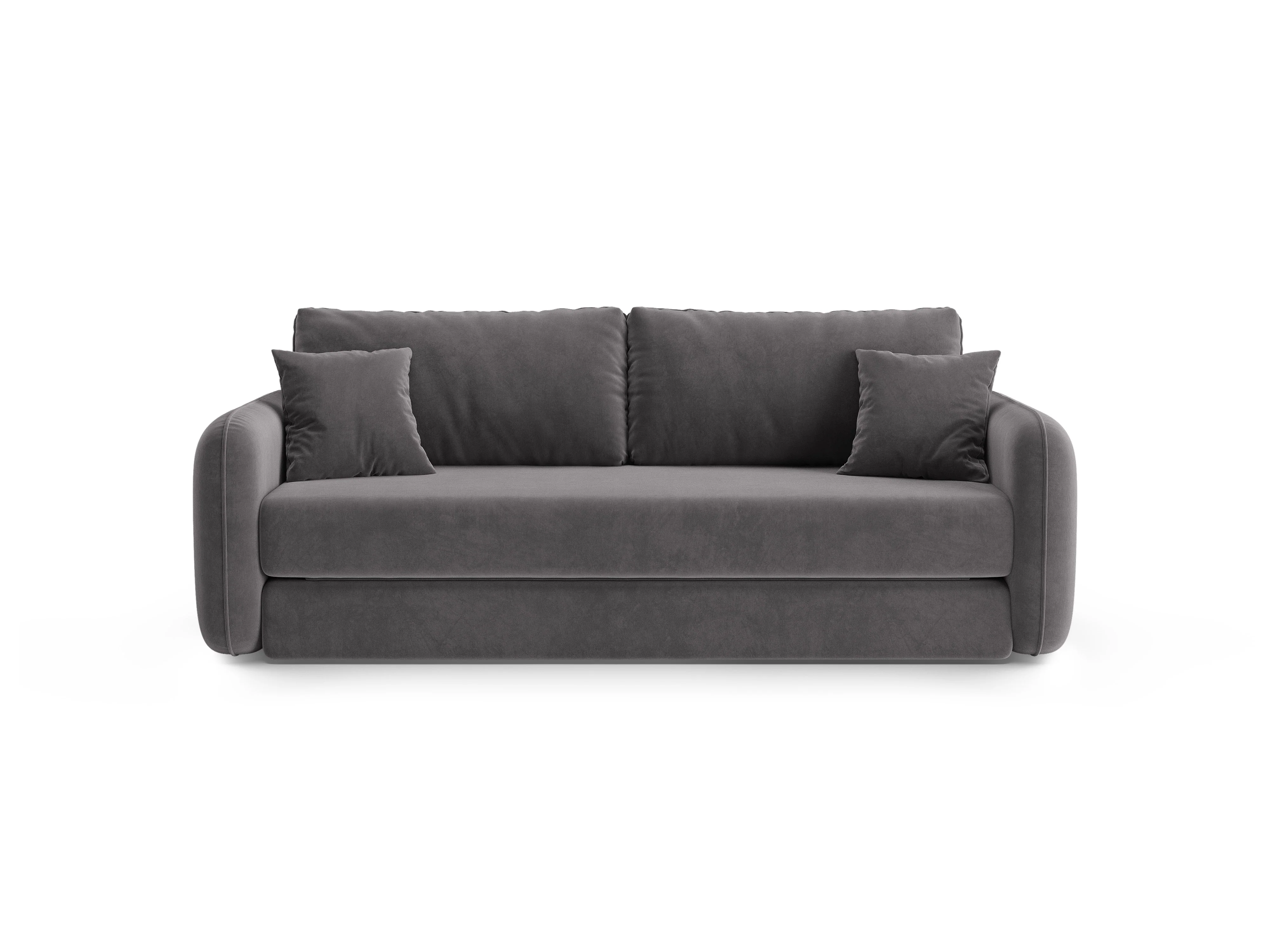 Sofa aksamitna 3-osobowa z funkcją spania DORMI ciemny szary - Image 4