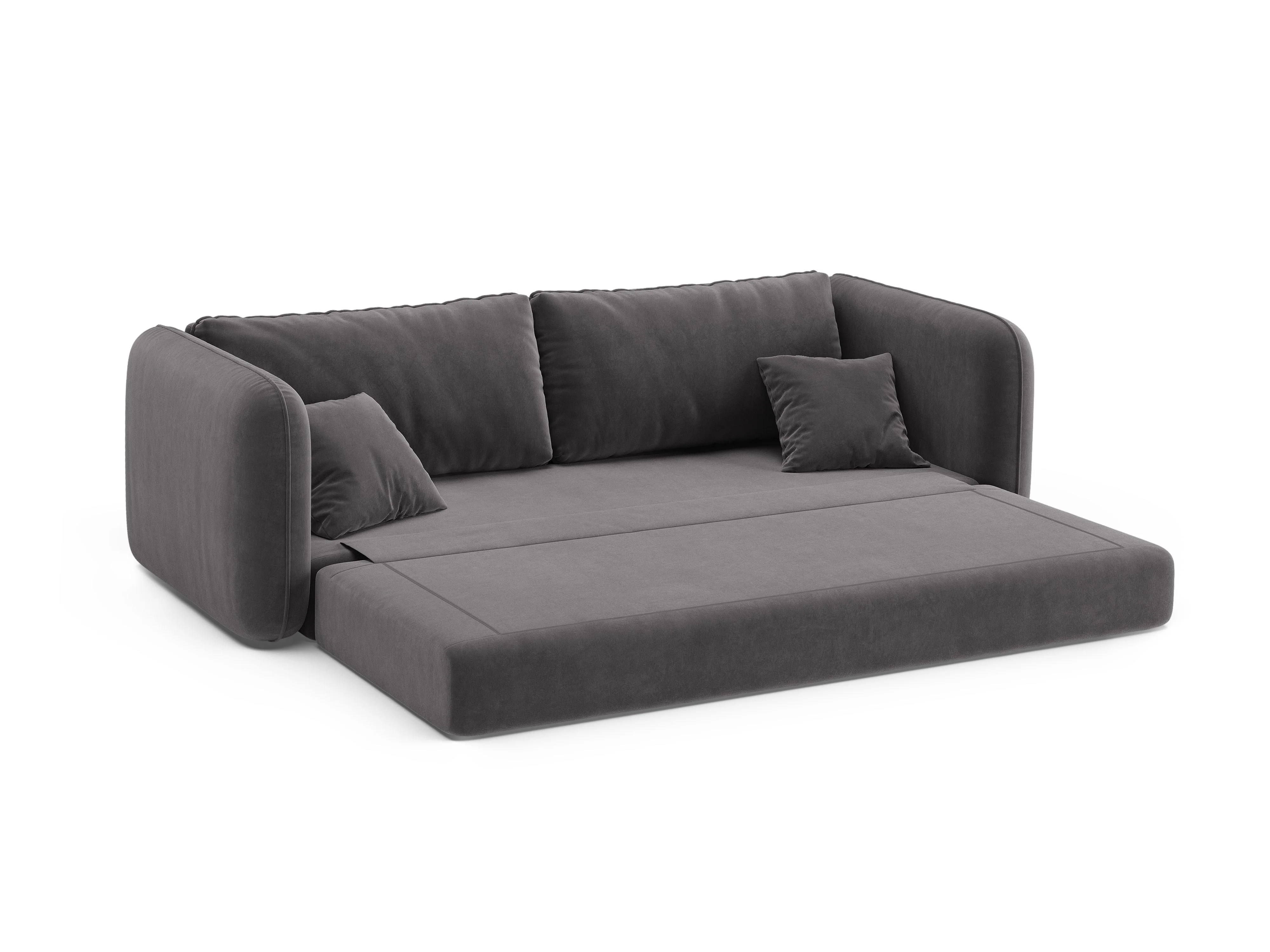 Sofa aksamitna 3-osobowa z funkcją spania DORMI ciemny szary - Image 6