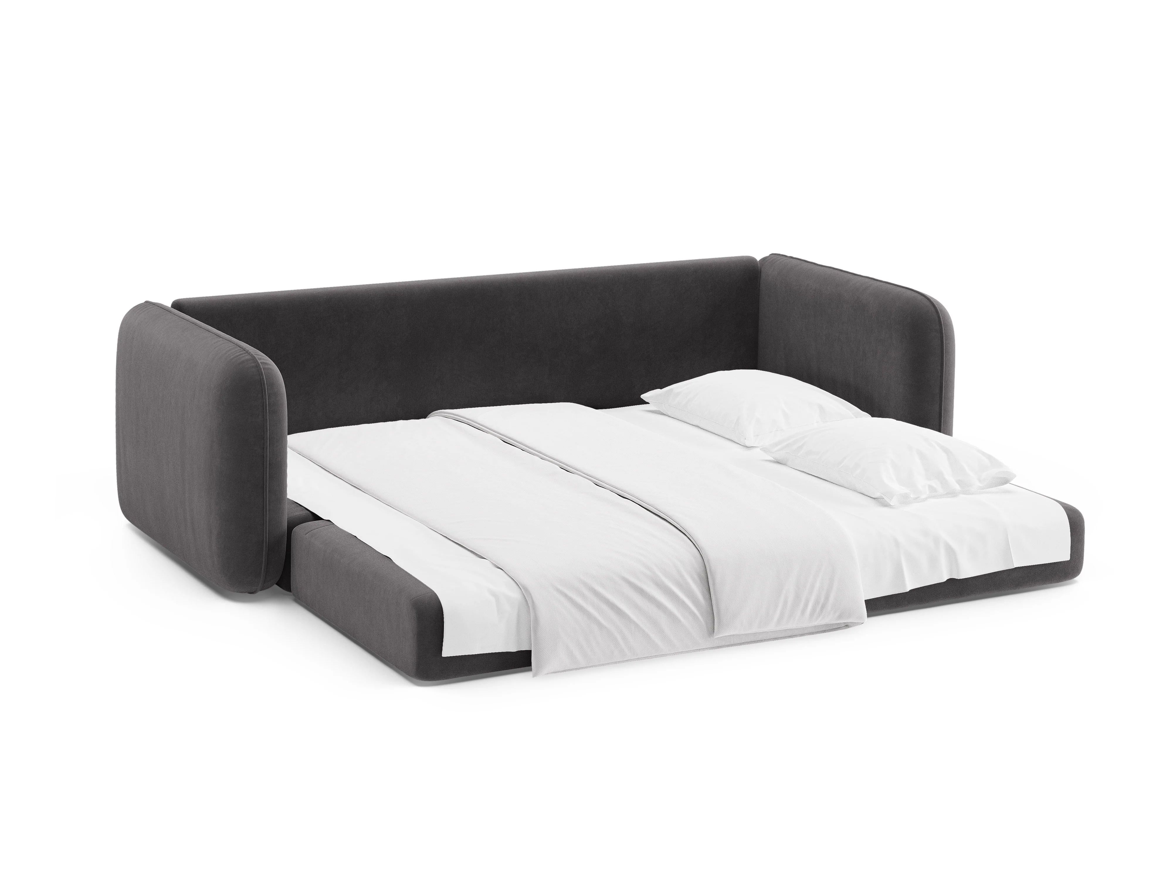 Sofa aksamitna 3-osobowa z funkcją spania DORMI ciemny szary - Image 7