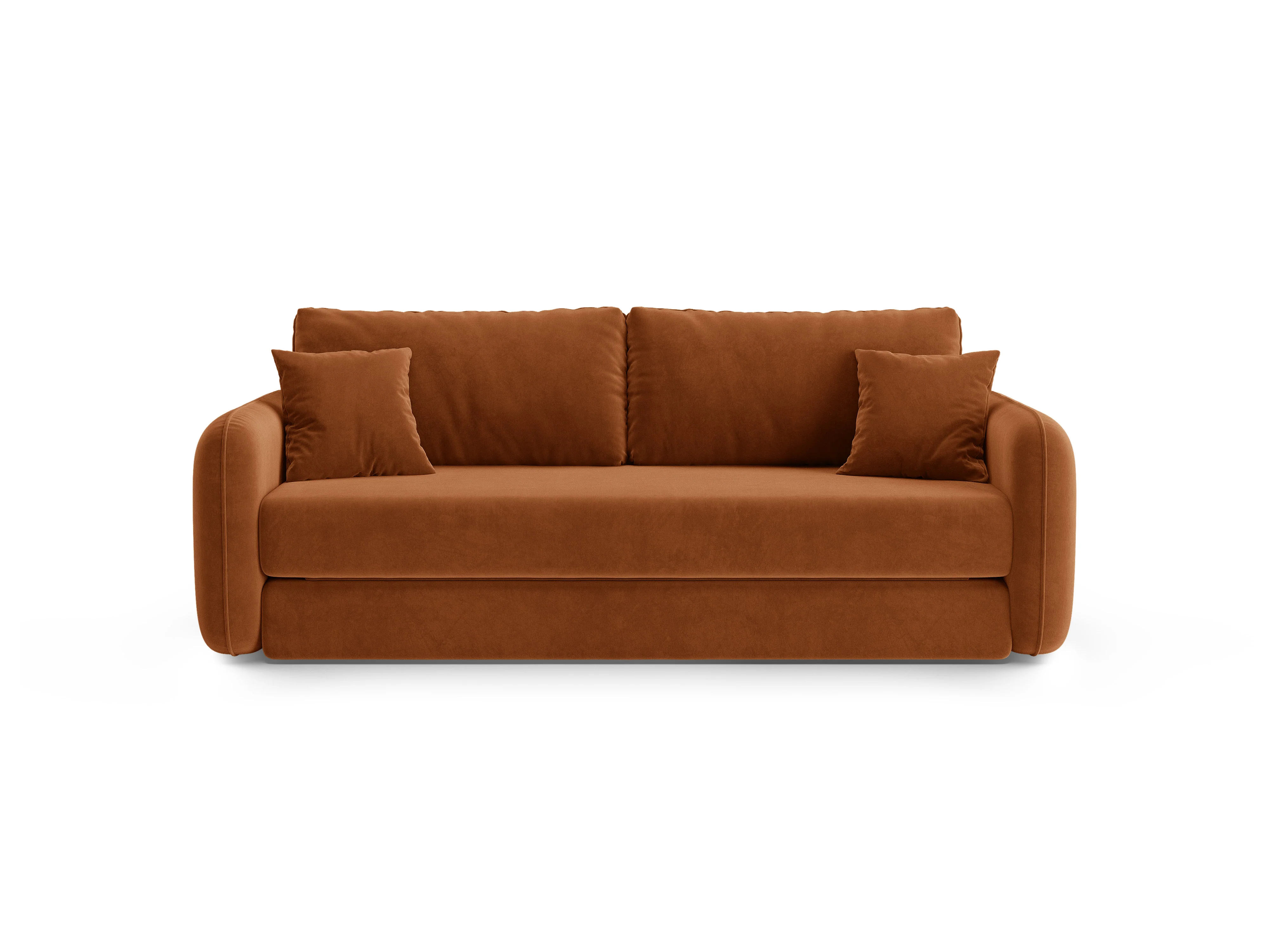 Sofa aksamitna 3-osobowa z funkcją spania DORMI terakota - Image 4