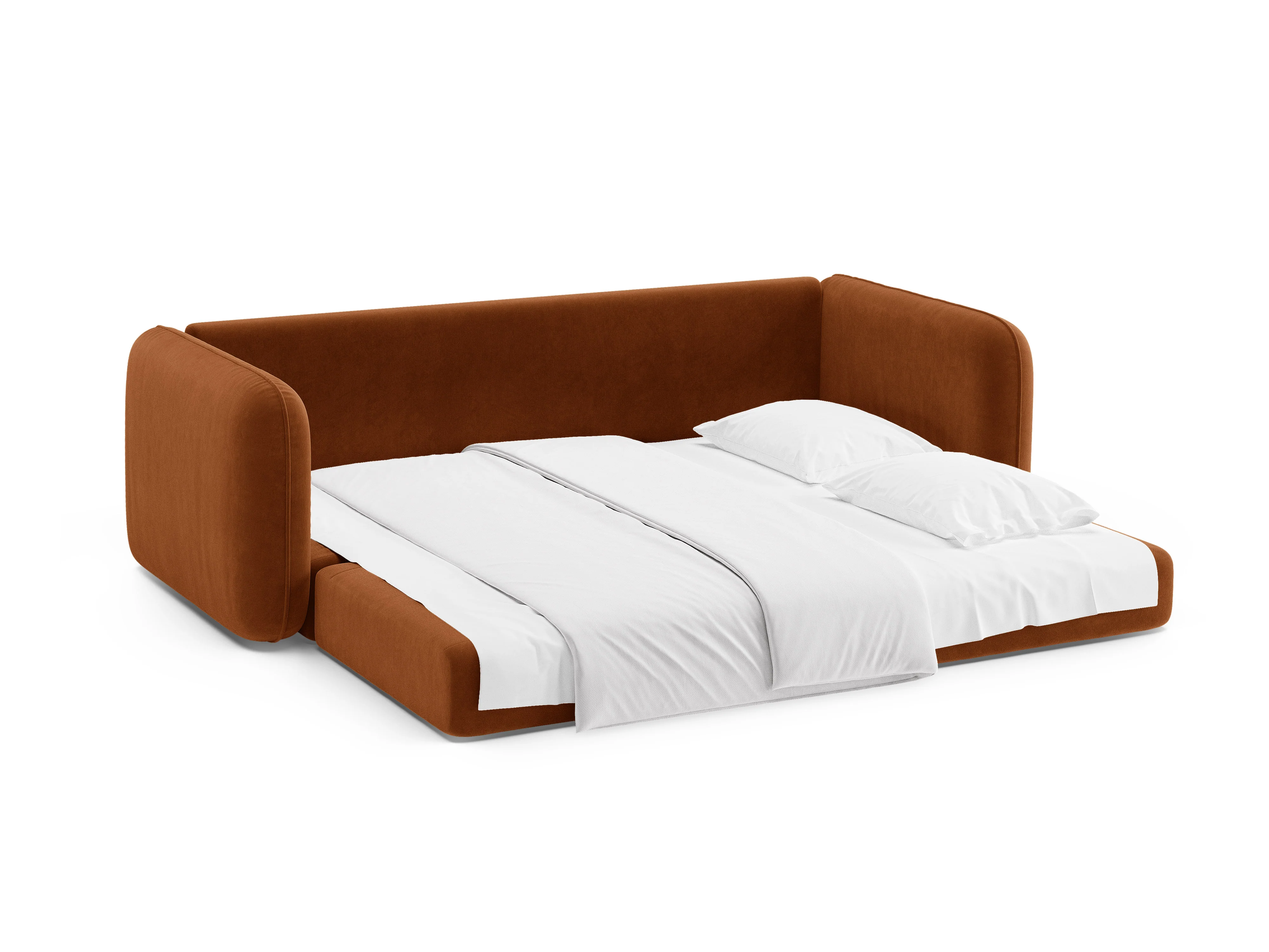 Sofa aksamitna 3-osobowa z funkcją spania DORMI terakota - Image 7
