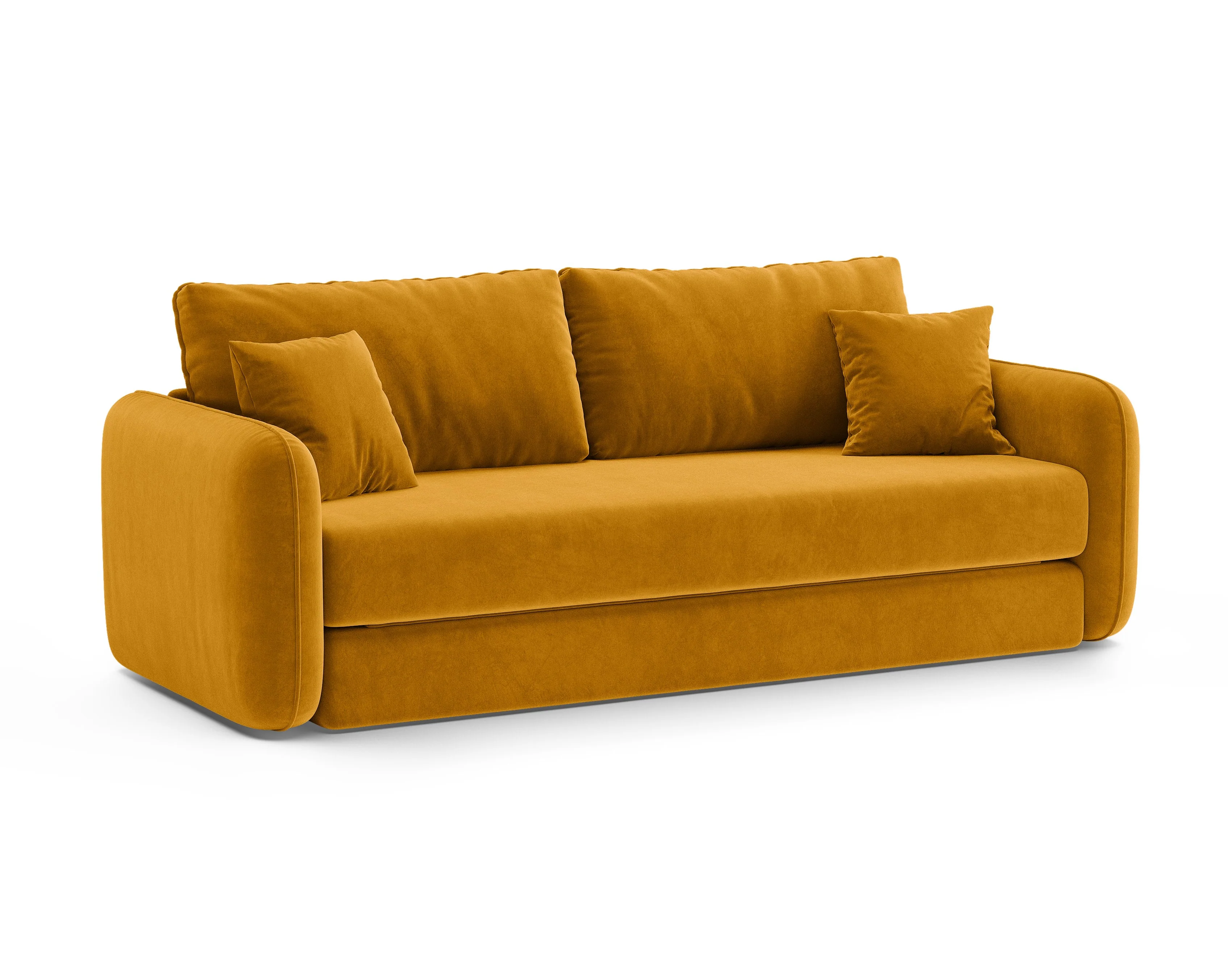 Sofa aksamitna 3-osobowa z funkcją spania DORMI żółty