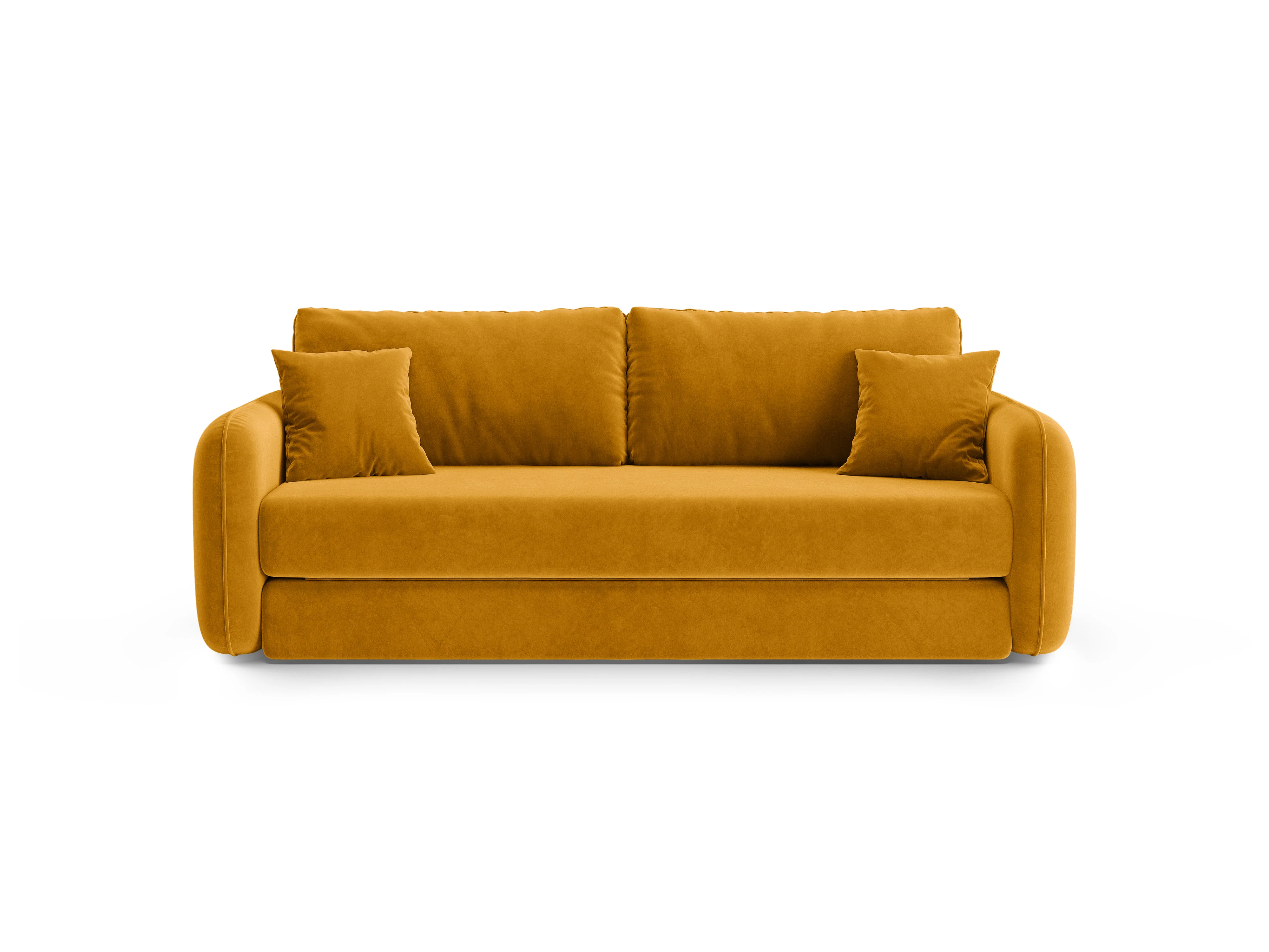 Sofa aksamitna 3-osobowa z funkcją spania DORMI żółty - Image 4