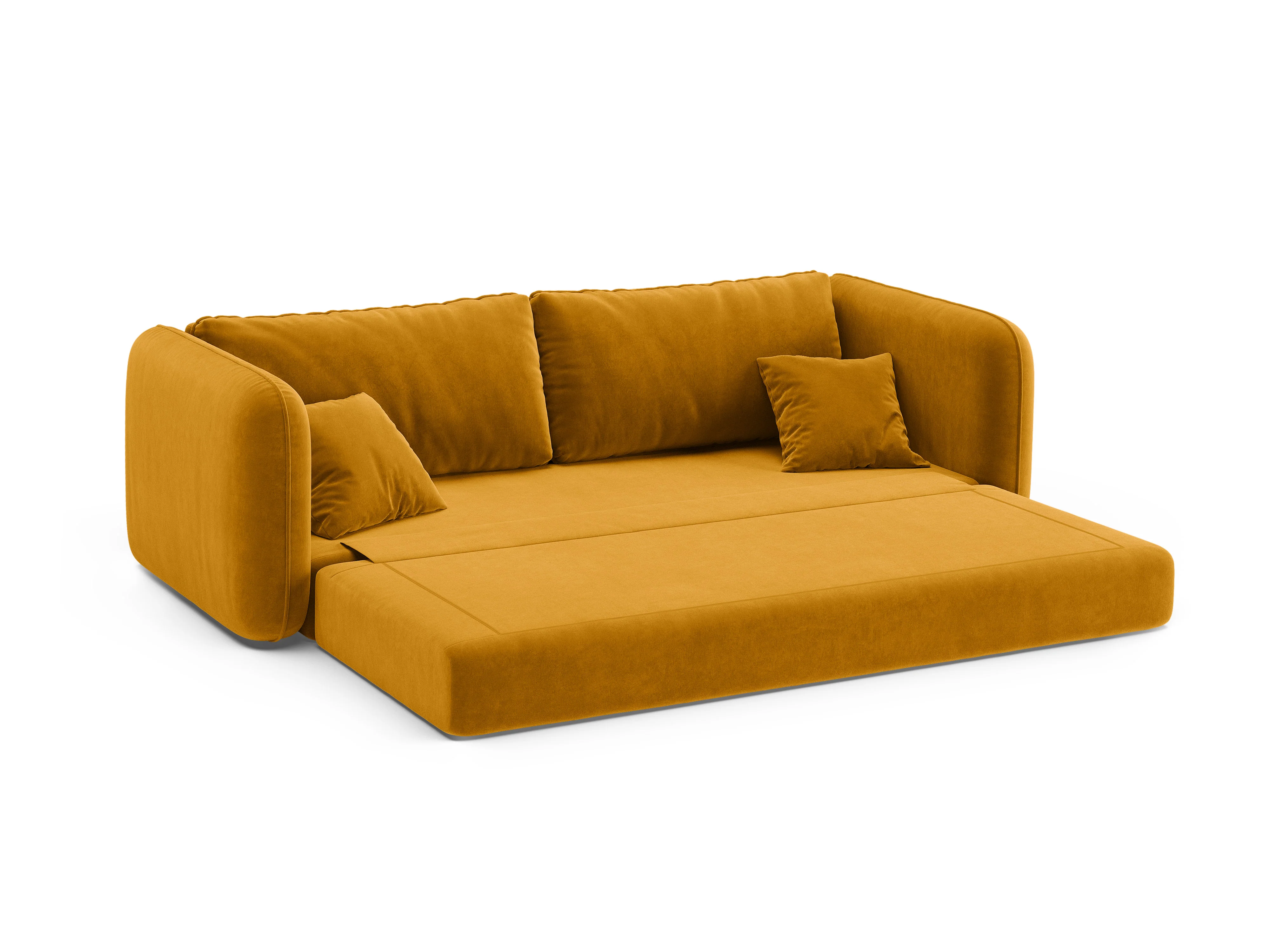 Sofa aksamitna 3-osobowa z funkcją spania DORMI żółty - Image 6