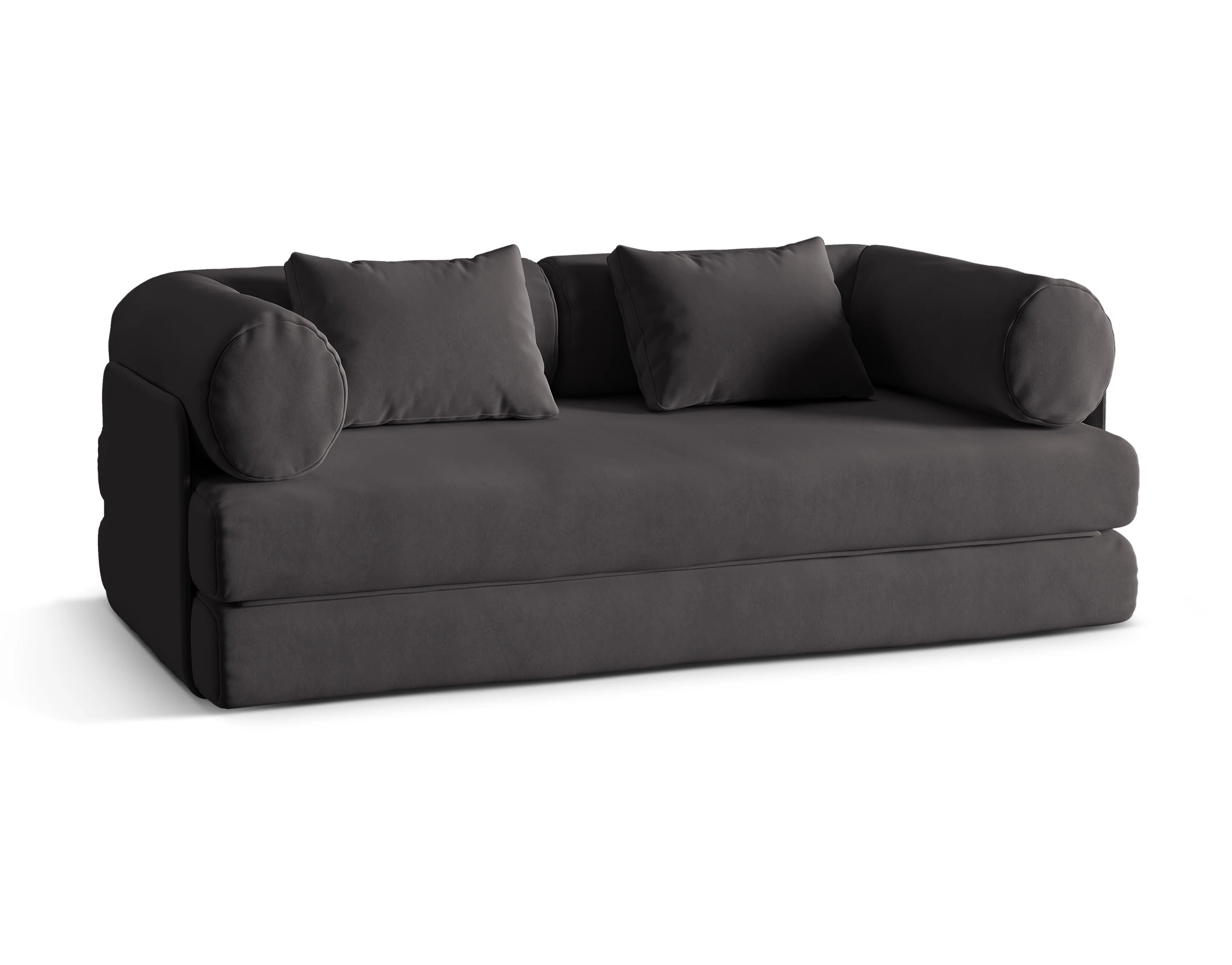 Sofa aksamitna 3-osobowa z funkcją spania DREAMY ciemny szary
