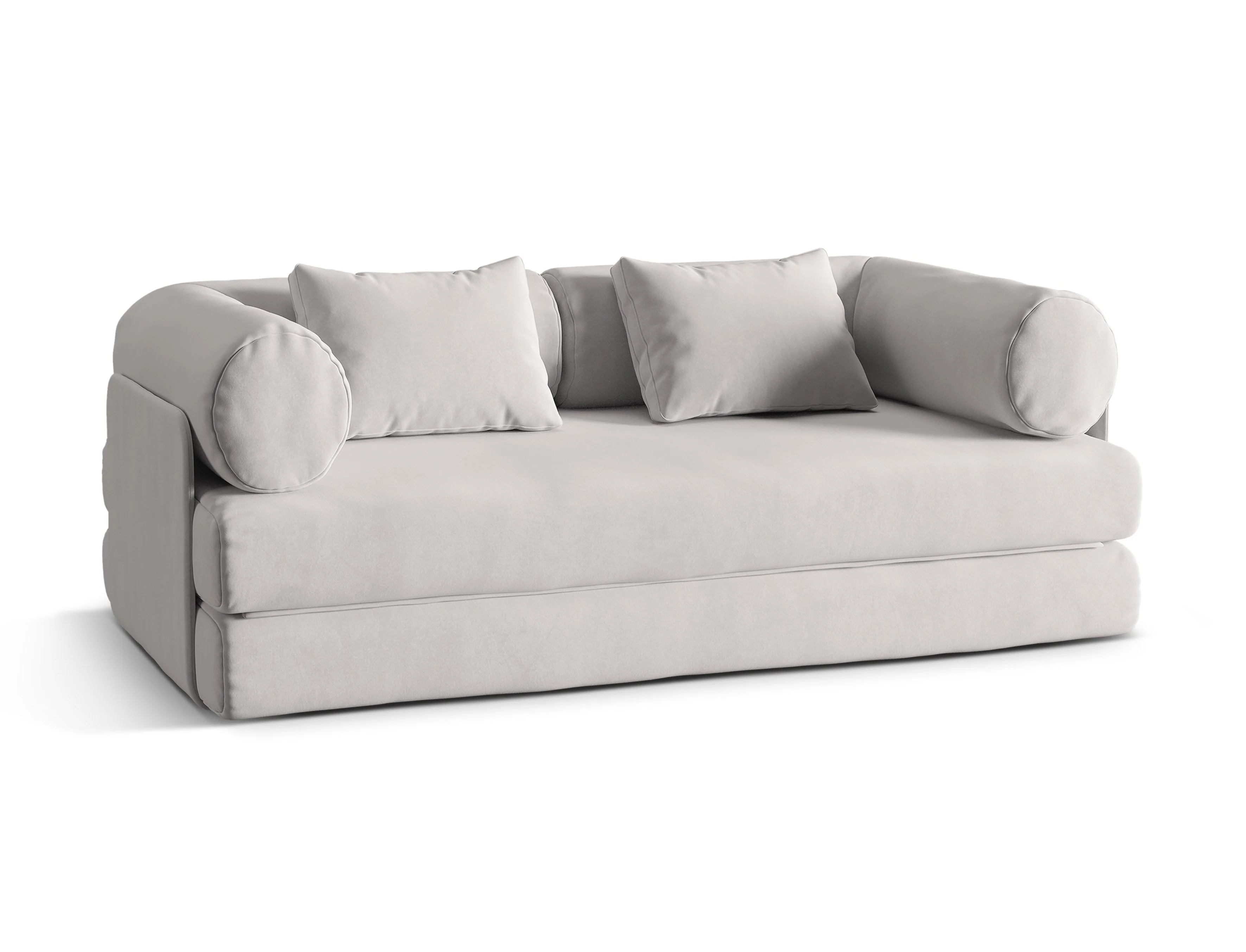 Sofa aksamitna 3-osobowa z funkcją spania DREAMY jasny szary
