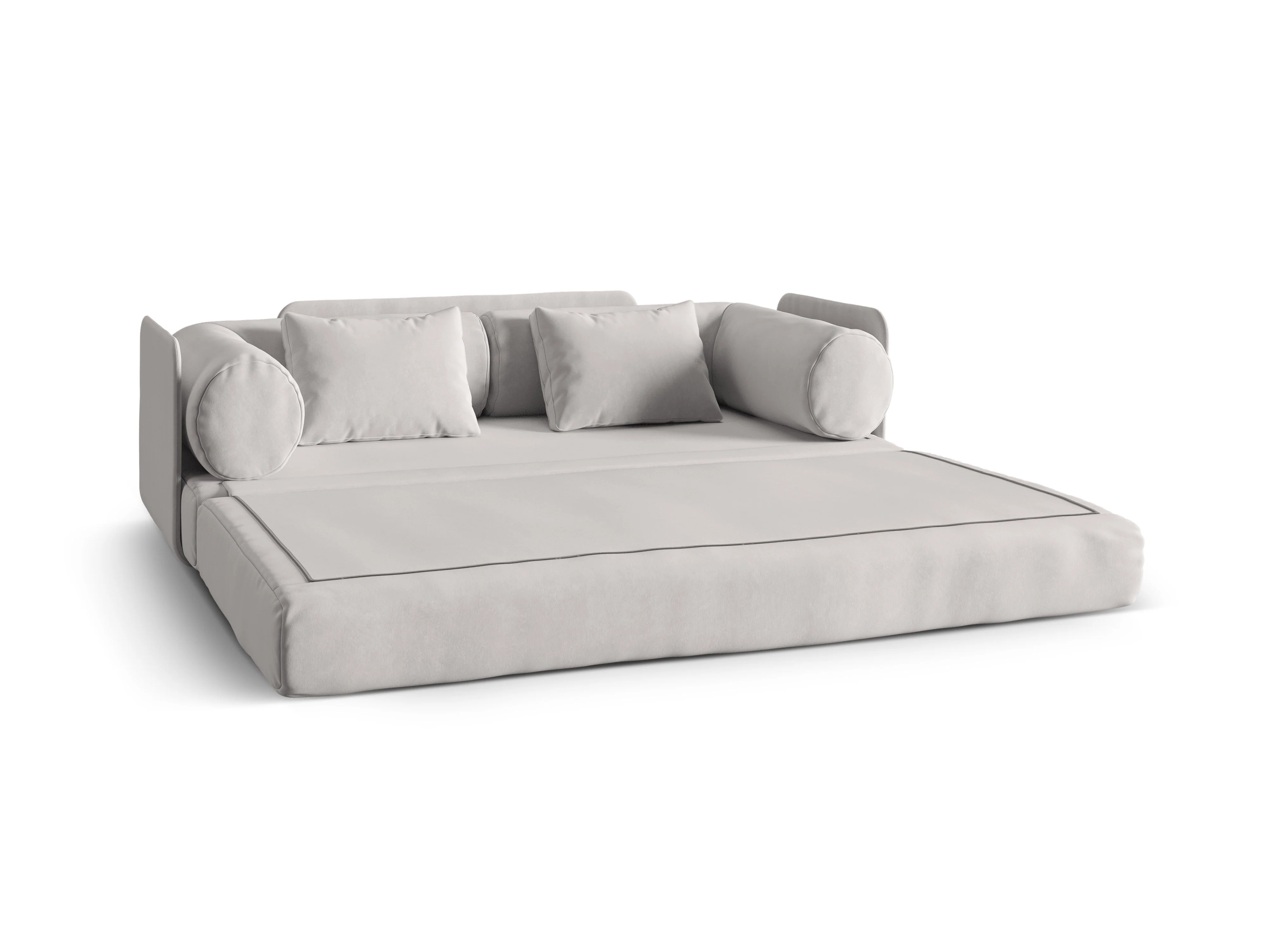 Sofa aksamitna 3-osobowa z funkcją spania DREAMY jasny szary - Image 2