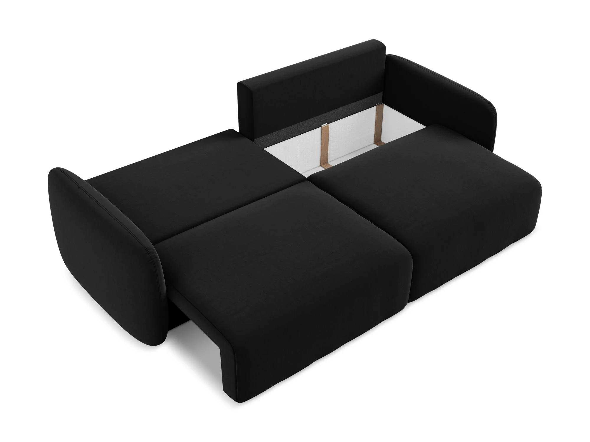 Sofa aksamitna 3-osobowa z funkcją spania KALENA czarny - Image 6