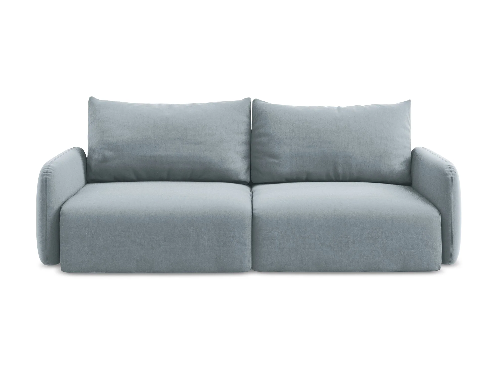 Sofa aksamitna 3-osobowa z funkcją spania KALENA jasnoniebieski - Image 2