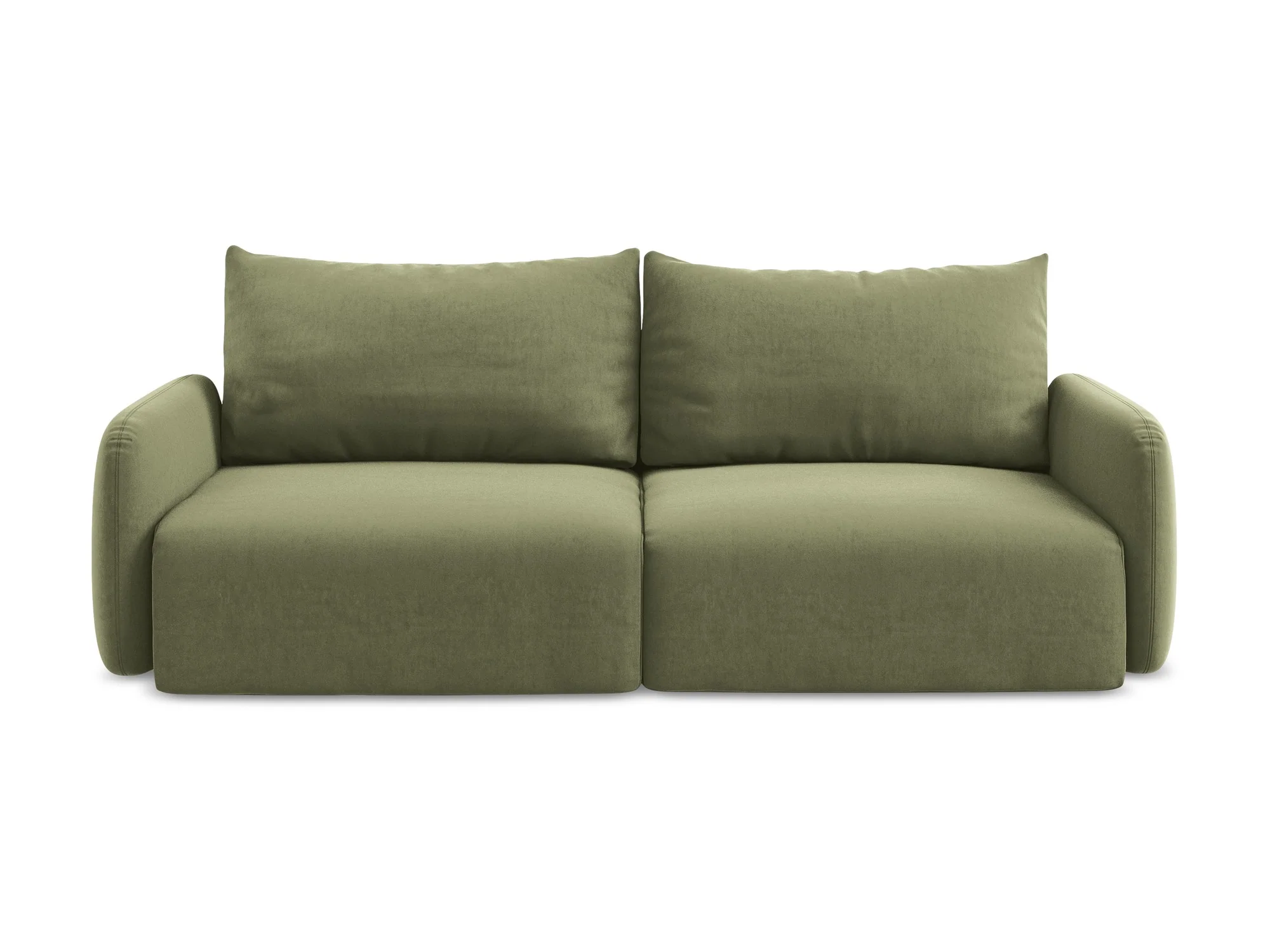 Sofa aksamitna 3-osobowa z funkcją spania KALENA oliwkowy - Image 2